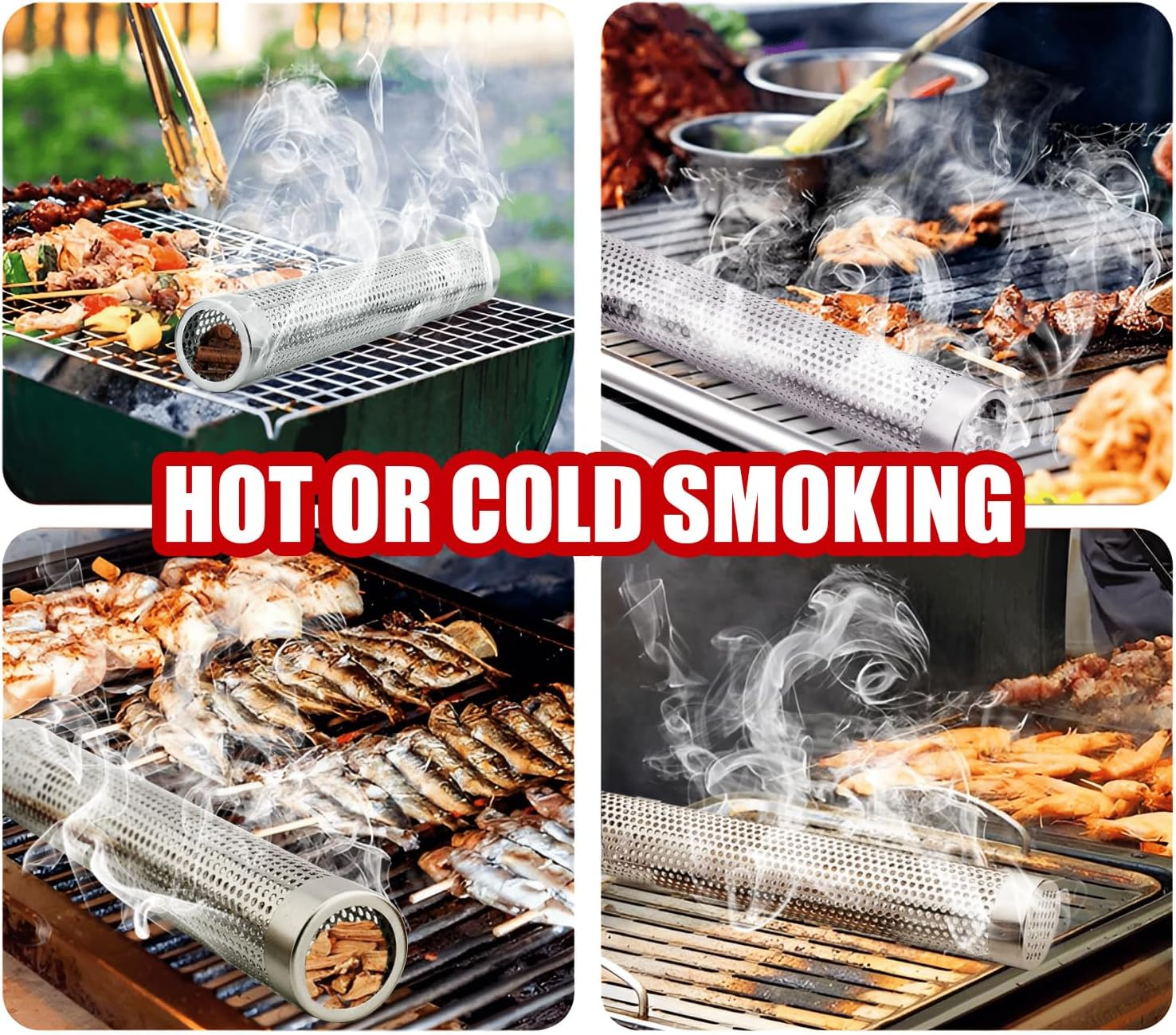 Smoke Tube for Pellet Grill, 5 Hours of Billowing Smoke, Stainless Steel Pellet Smoker Tube for All Grill or Smoker, Hot or Cold Smoking (Round-6 Inch) - Round-6 Inch-2 Pcs image number 3