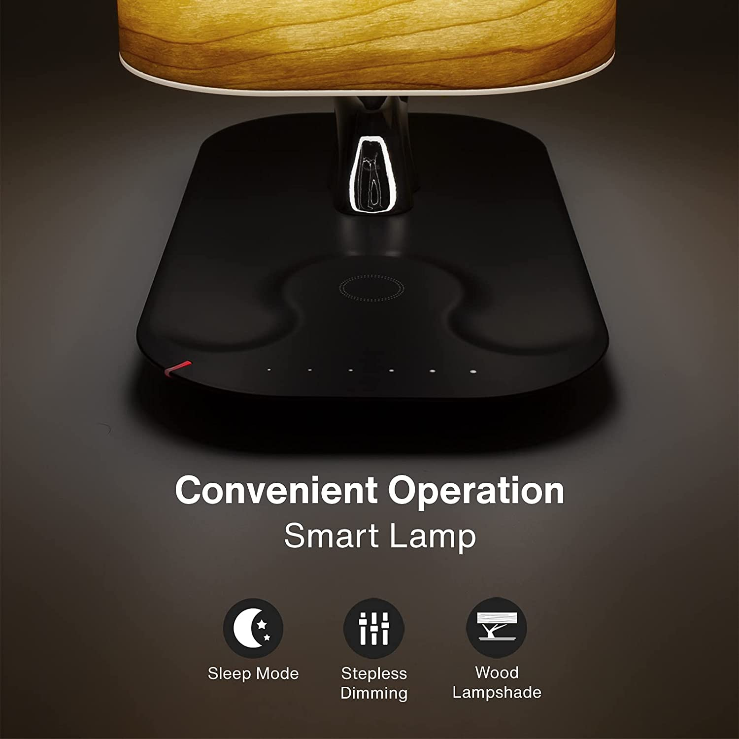 Masdio by Ampulla Bedside Lamp with Bluetooth Speaker and Wireless Charger, Sleep Mode Stepless Dimming image number 2