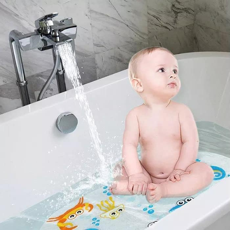 Bath Mats for Tub Kids,Large Cartoon Non-Slip Bathroom Bathtub Kid Mat for Baby Toddler Anti-Slip Shower Mats for Floor 27Inx15In,Machine Washable XL Size Bathroom Mats (Blue) image number 5