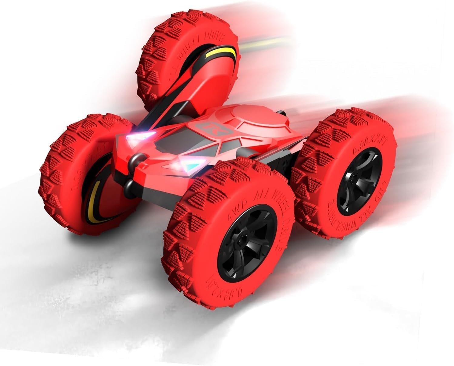 Threeking RC Stunt Cars Remote Control Car with Lights Double-Sided Driving 360-Degree Flips Rotating Car Toy Gifts Presents for Kids Ages 6+, Red - Red image number 6