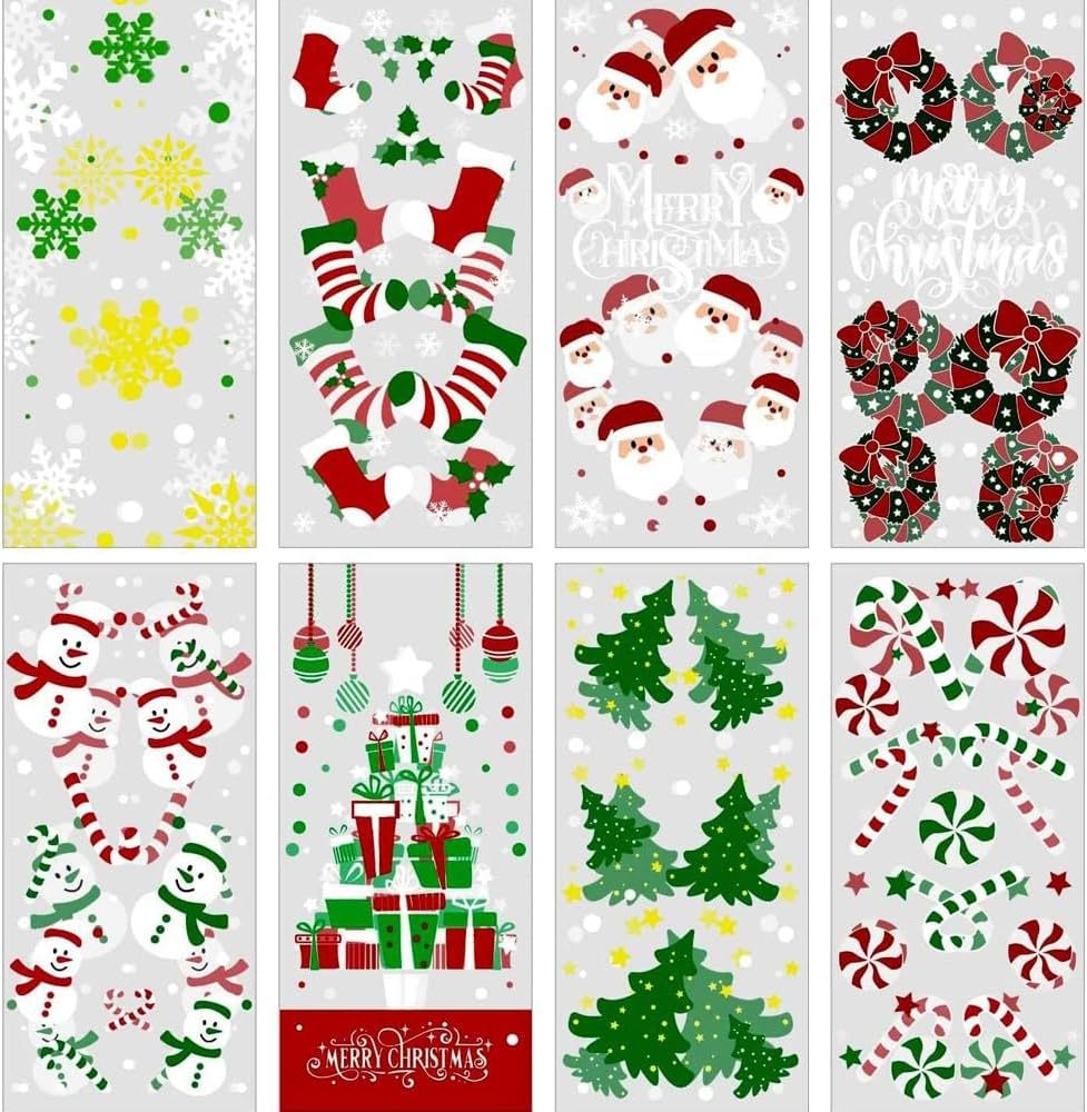 CCINEE 8 Styles Christmas Cellophane Candy Bags, Small Item Packaging Bag for Christmas Holiday 120Pieces image number 1