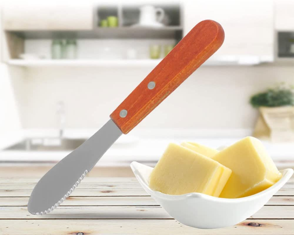 Stainless Steel Butter Cheese Spreader Kitchen Knife with Wooden Handle image number 2