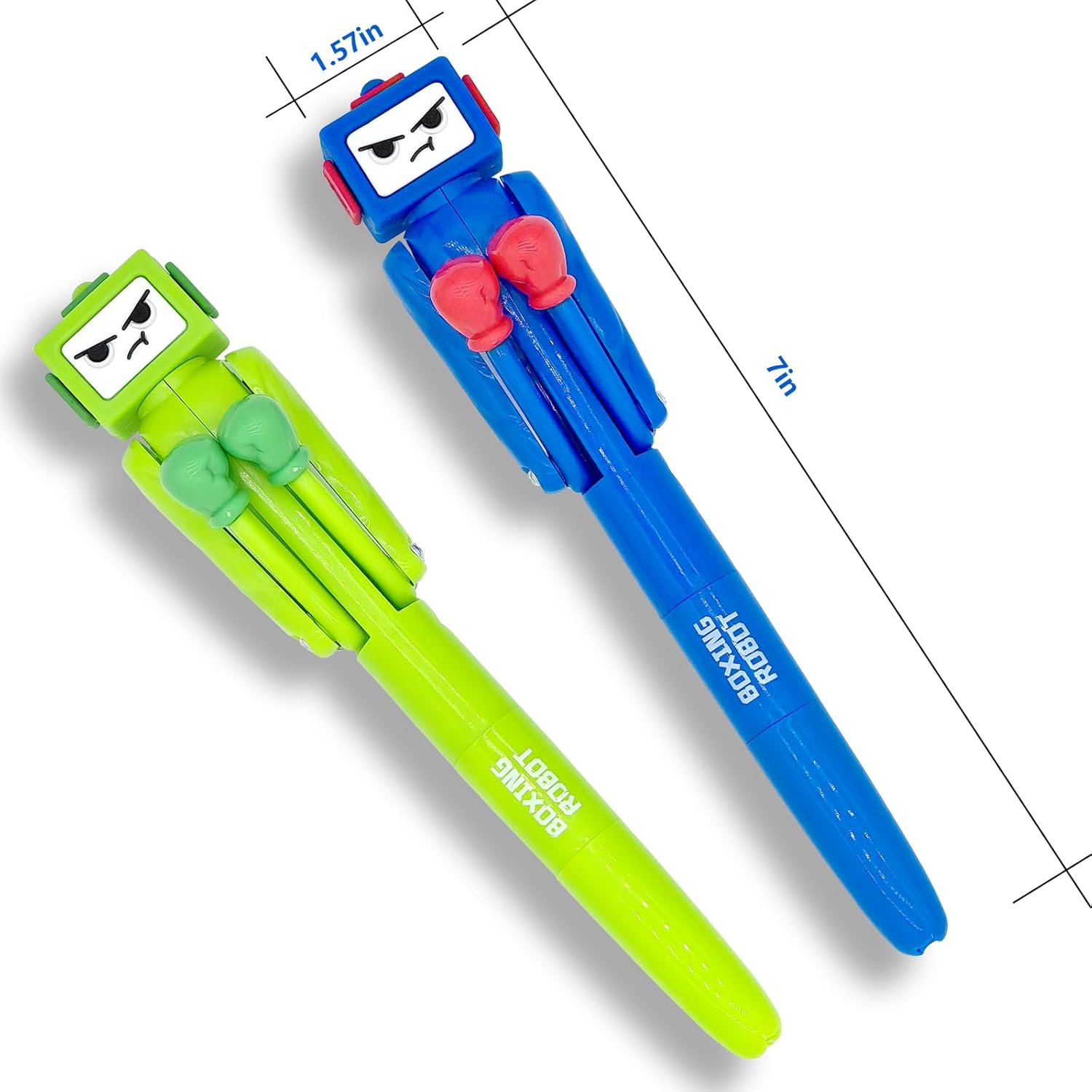 Boxing Pen Robot - （2PCS） with Punching Arm and Crisp Button Sound - Funny and Cool Novelty Pen - Boxing Gifts - Blue/Green Colors - 1.0Mm Smooth Writing image number 6