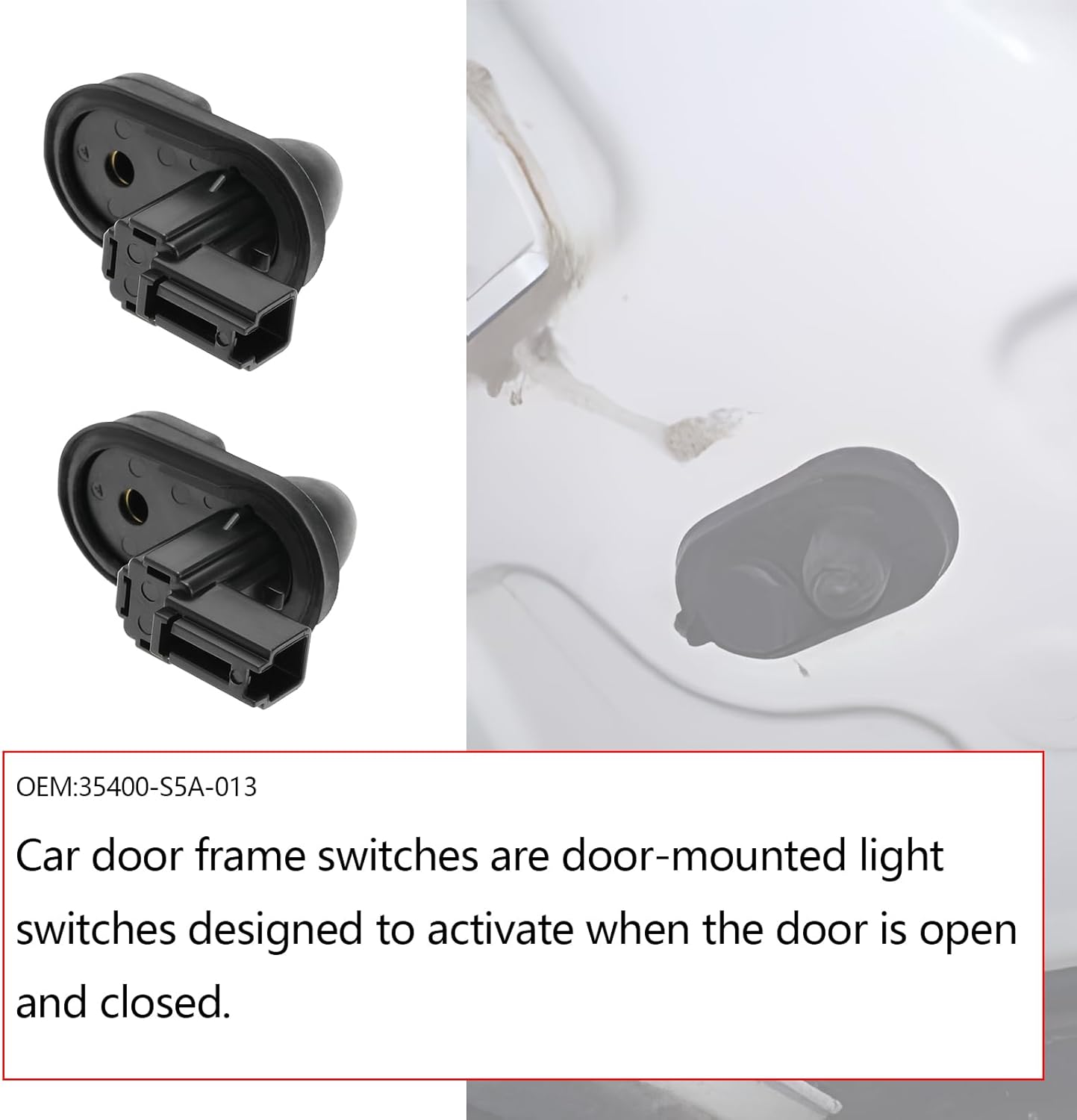Emagtech 2Pcs Door Jamb Switch Interior Dome Light Push Buttons 35400-S5A-013 35400S6A01 Compatible with Honda Compatible with Odyssey Compatible with Accord Black image number 4