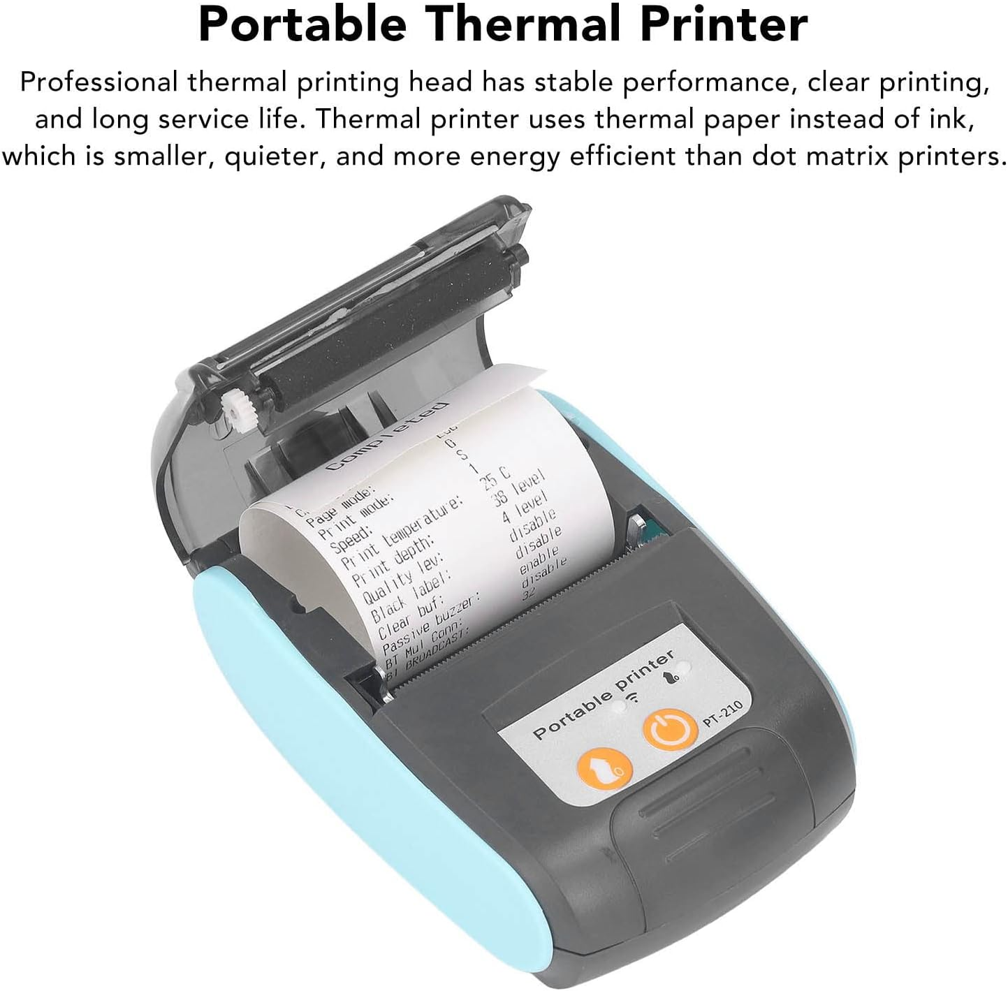 Receipt Printer, Portable 58Mm Mini Thermal Pos Printer, Mobile Wireless Thermal Printer for Restaurant Sales Retail Compatible with Android (Without Storage Bag)