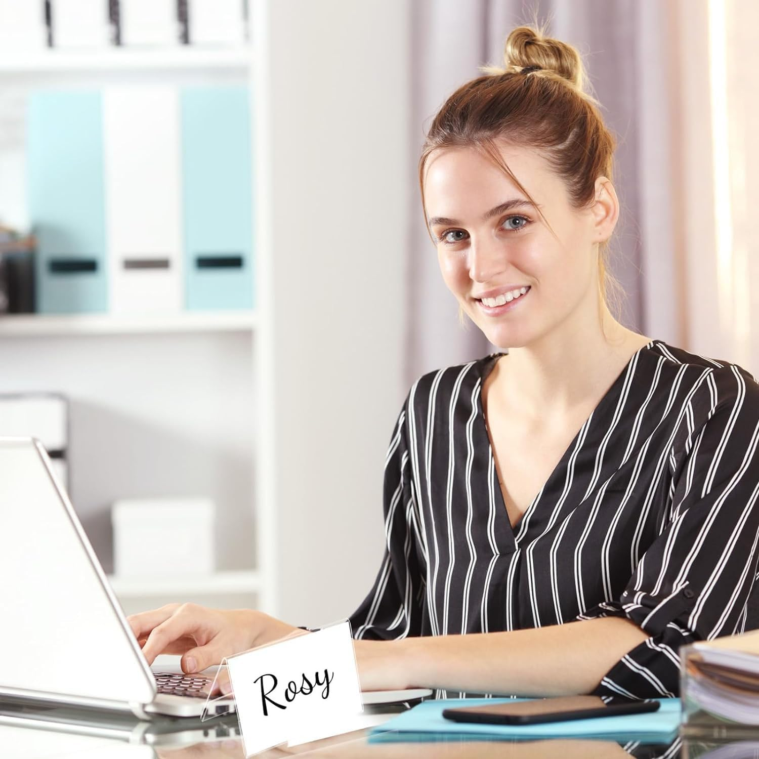 10 PCS Acrylic Sign Display Holder, Acrylic Transparent Nameplate Display Stand, Acrylic Brand Price Tag Diagonal Back Display Label Rack for Stores, Restaurants, Offices, Schools Display (20 X 8 Cm) image number 3