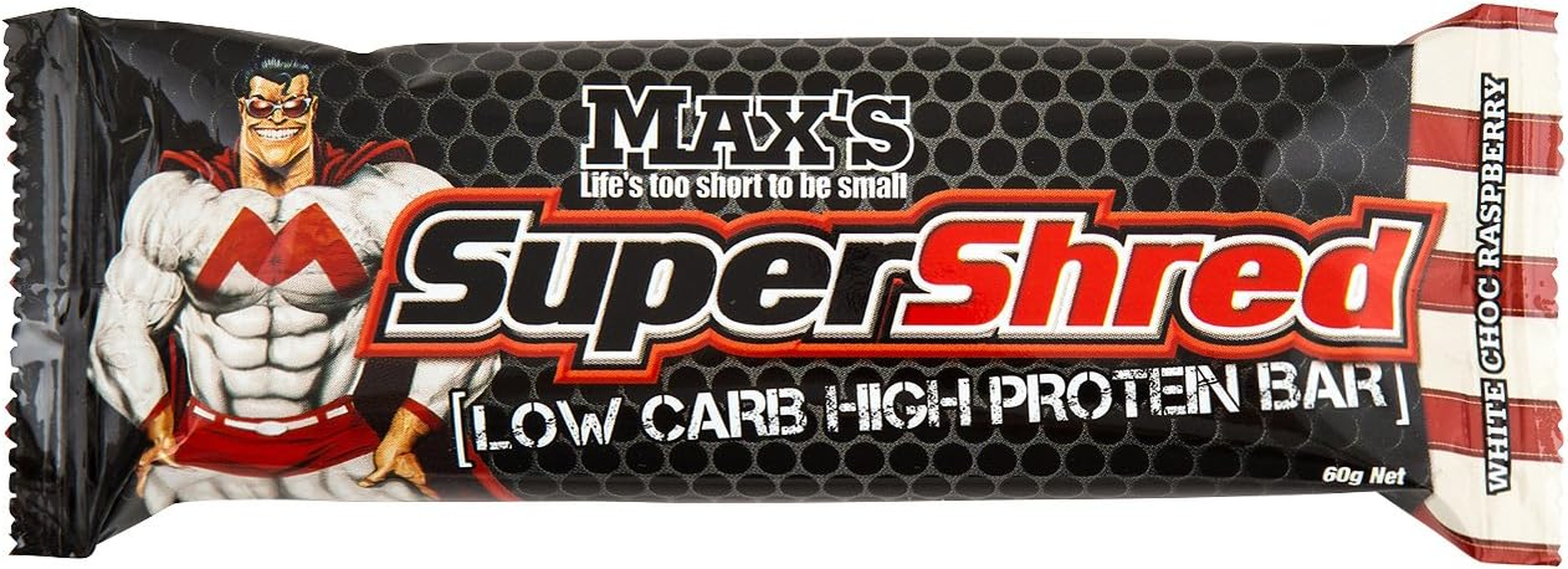 Max'S Super Shred High Protein / Low Carb Bars Fat Burning Bars, White Choc Raspberry, Box of 12 X 60G