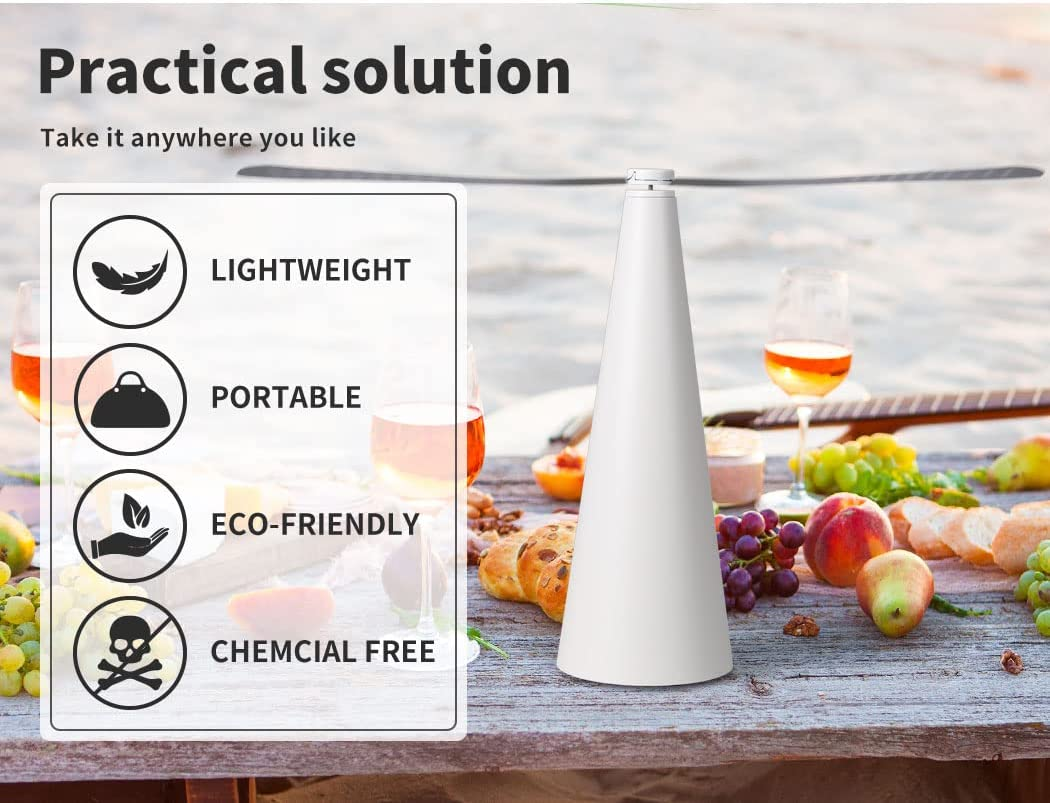 Fly Free, Entertaining Chemical Trap Repellent Fly Fan Indoor Outdoor Home, Keep Flies Away from Your Food, Camping BBQ Food Mosquito Fruit Fly Portable Repeller Fans Safe Insect Killer(White) image number 2