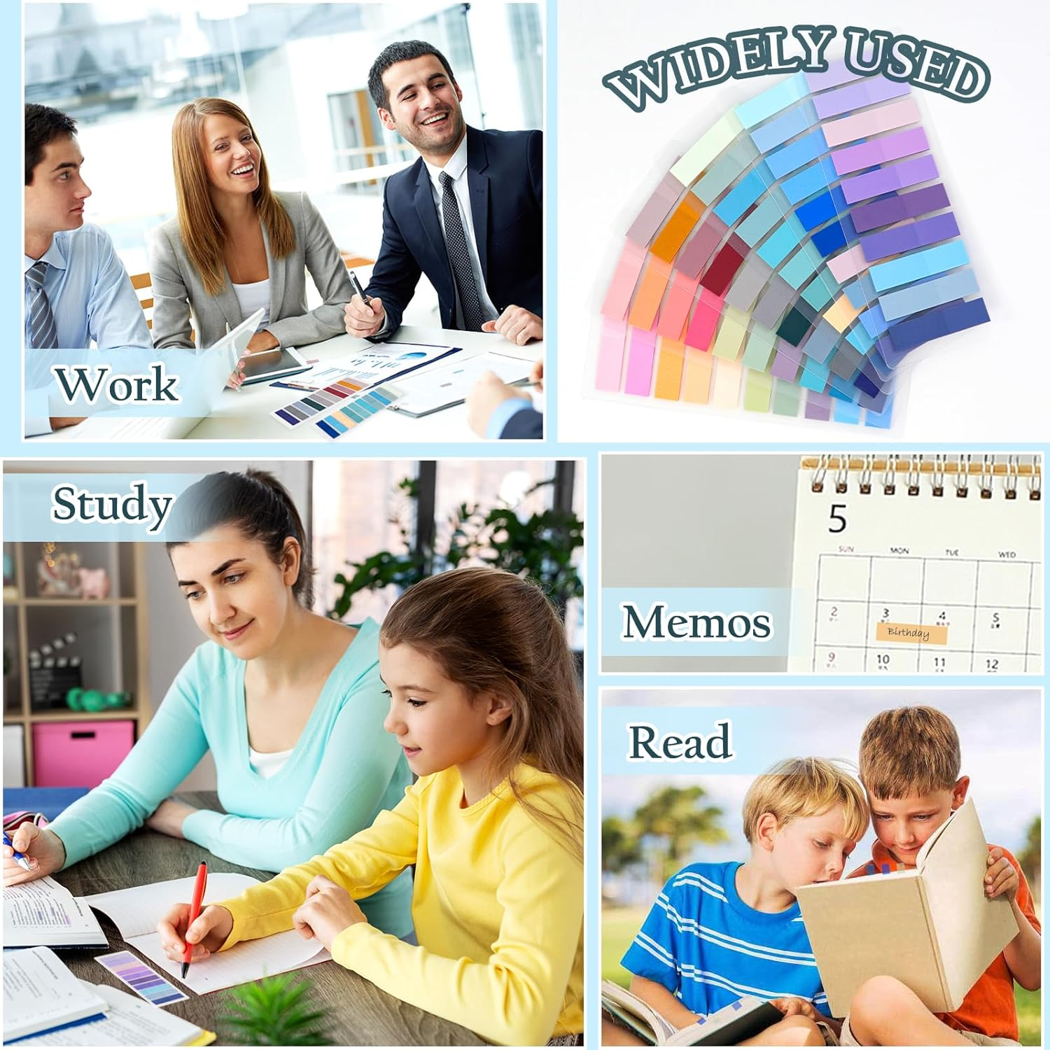 Page Markers Tabs, 1200 Pcs Index Tabs, Pack of 6 Sticky Tabs Page Markers, Translucent Tape Flags for Page Marking, Writable Sticky Notes for School and Office Supplies image number 1