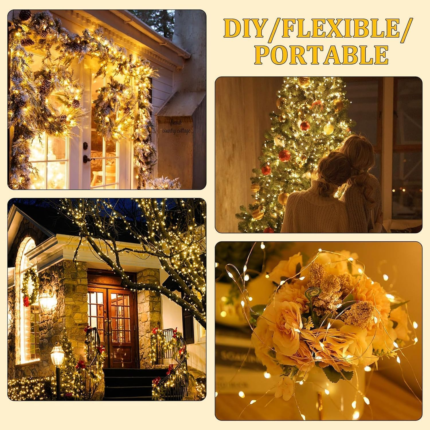 Fairy Lights for Bedroom, TCUSFO 2 Pack Total 66Ft 200 LED Indoor String Lights USB Plug In, Twinkle String Lights with Remote and Timer Starry Lights DIY Wedding Christmas Decoration Warm White image number 5