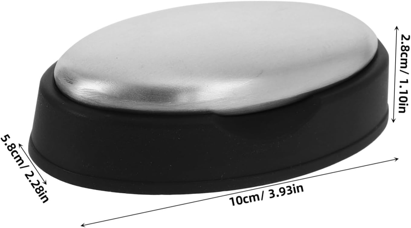 Stainless Steel Soap Bar for Odor Removal 304 Metal Soap Base Small Oval Hand Cleaner for Kitchen and Household Use image number 2