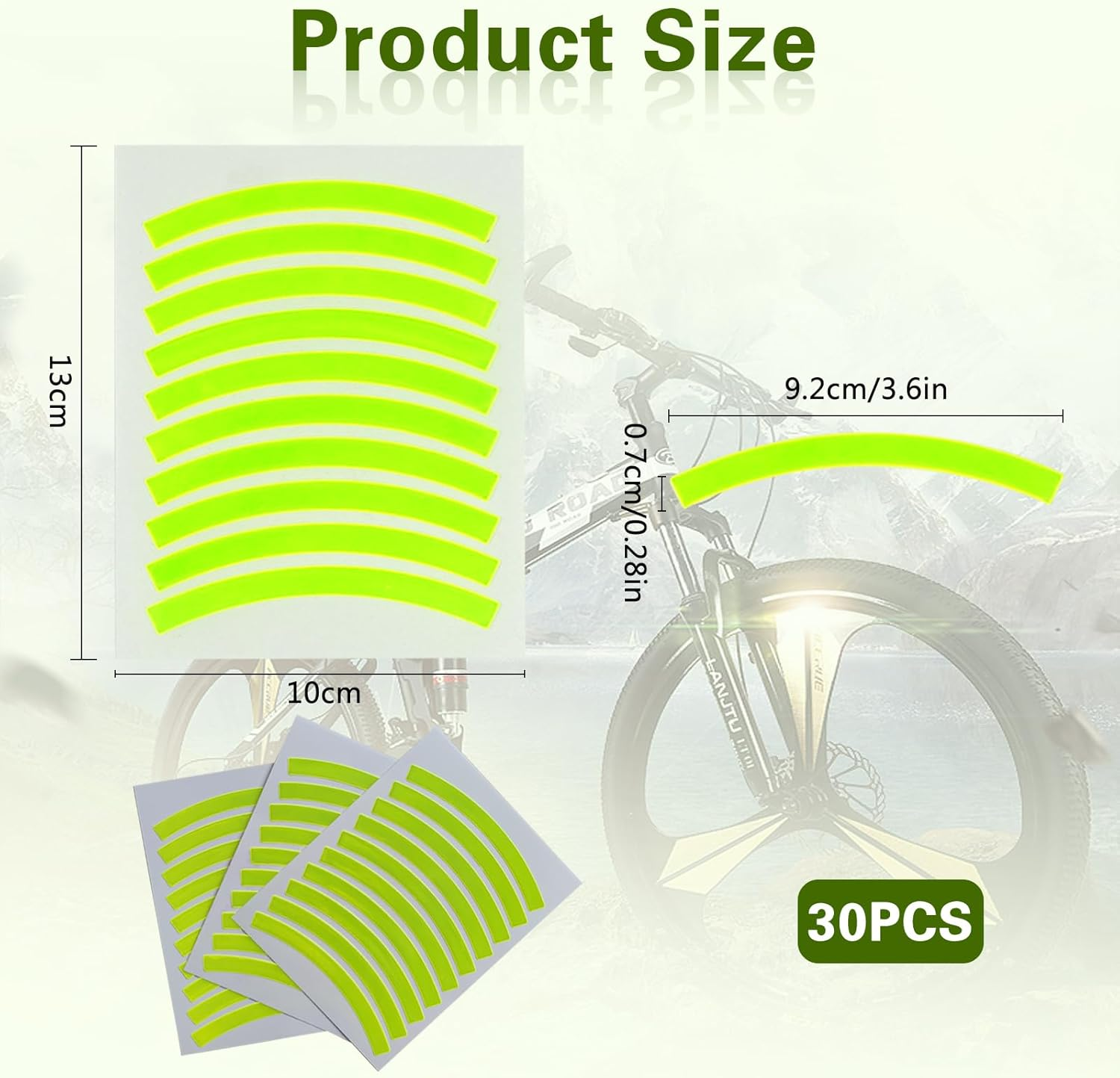 Reflective Stickers 30Pcs for Bike: Reflective Strips for Clothing, Backpacks, Helmets - 3M Fluorescent Tape Yellow