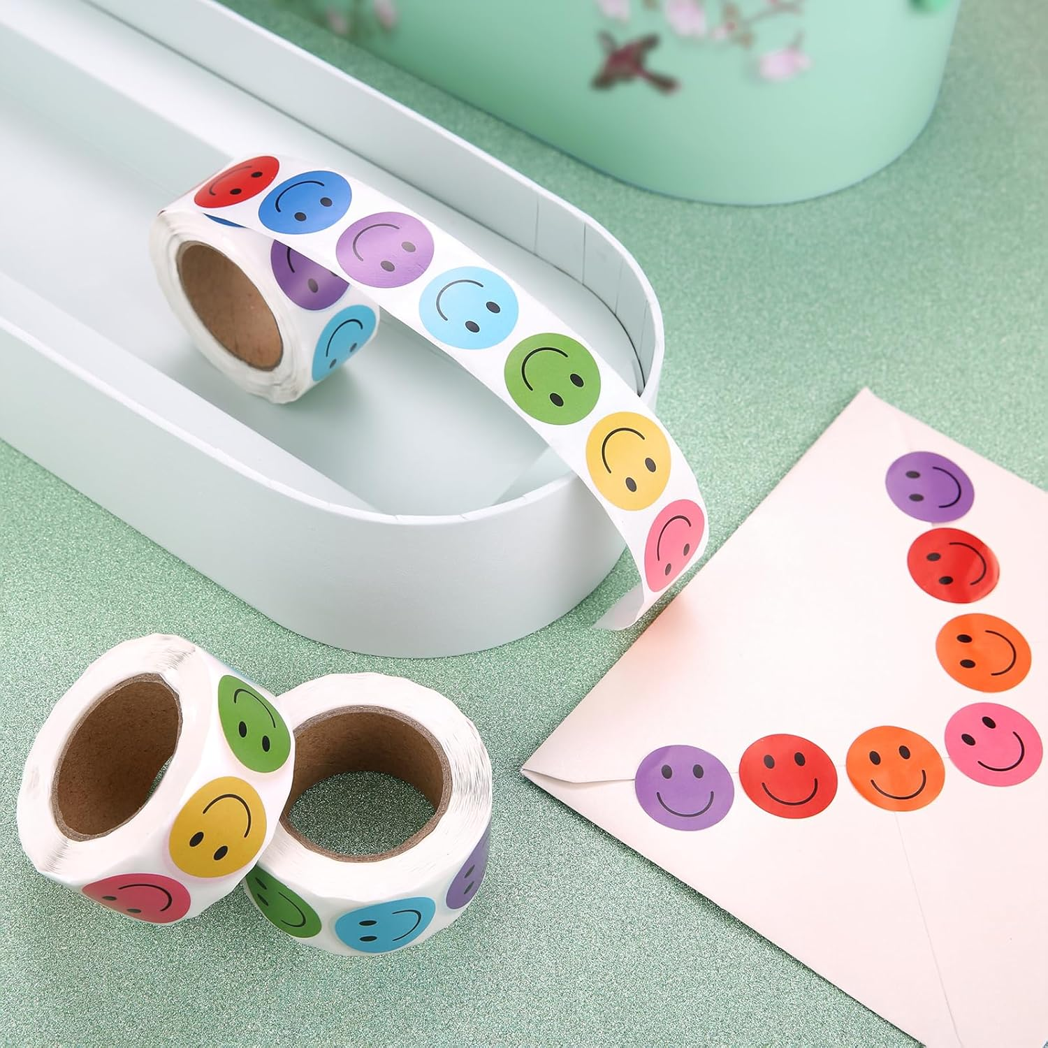 1500 Pieces Happy Smile Face Decal Small Happy Face Decal Mini Motivational Reward Stickers Colorful Incentive Stickers image number 2