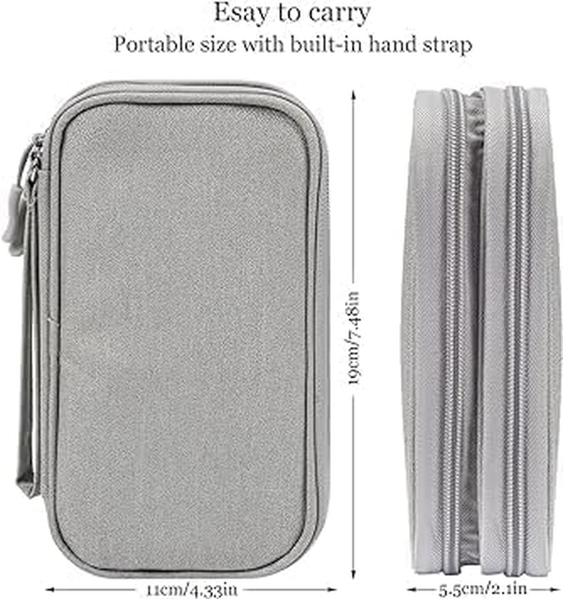 Electronics Accessories Cases, Travel Cable Organizer Pouch Bag, Portable Waterproof Double-Layer All-In-One Storage Bag, Charger&Usb Cable/Power Bank/Magic Mouse/Earphones (Grey) image number 6