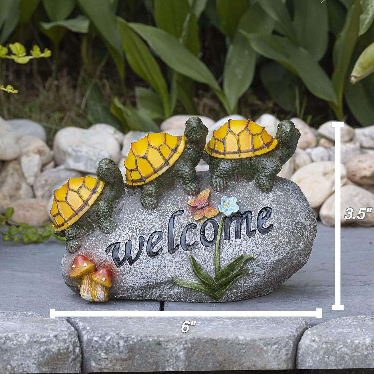 VP Home Welcome Turtles on a Rock Solar Powered LED Outdoor Decor Garden Light image number 1