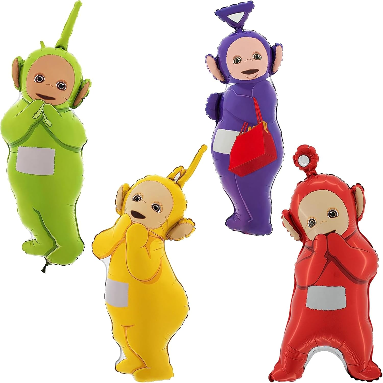 Toyland&reg; Pack of 4-32 Inch Teletubbies Shaped Foil Balloons - Tinky Winky, Dipsy, Lala & Po - Children'S Party Decorations