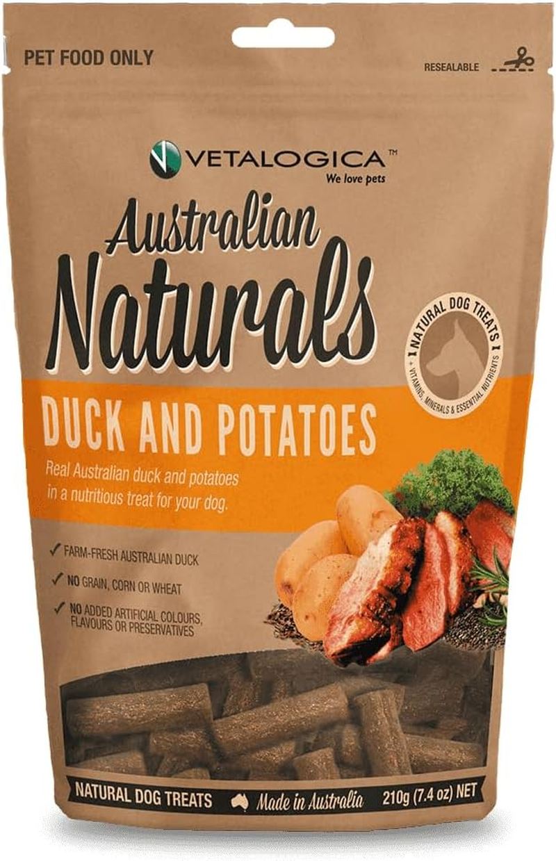 Vetalogica Australian Naturals High Protein Grain Free Small & Medium Breed Duck and Potato Treats for Dogs 210 G image number 1