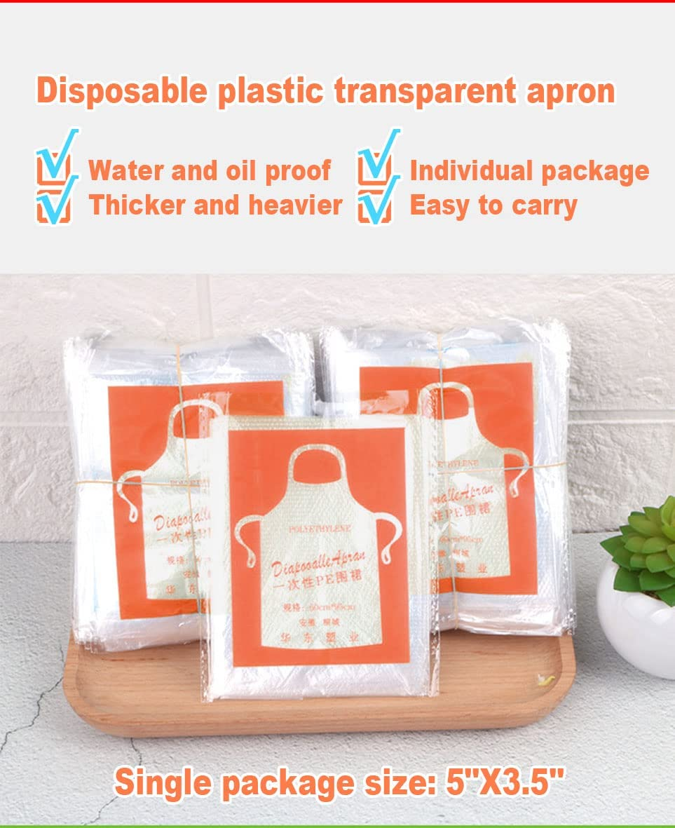 Disposable Aprons (50 Count), Plastic Apron for Painting Party, Cooking, Housework, Picnic Etc. image number 3
