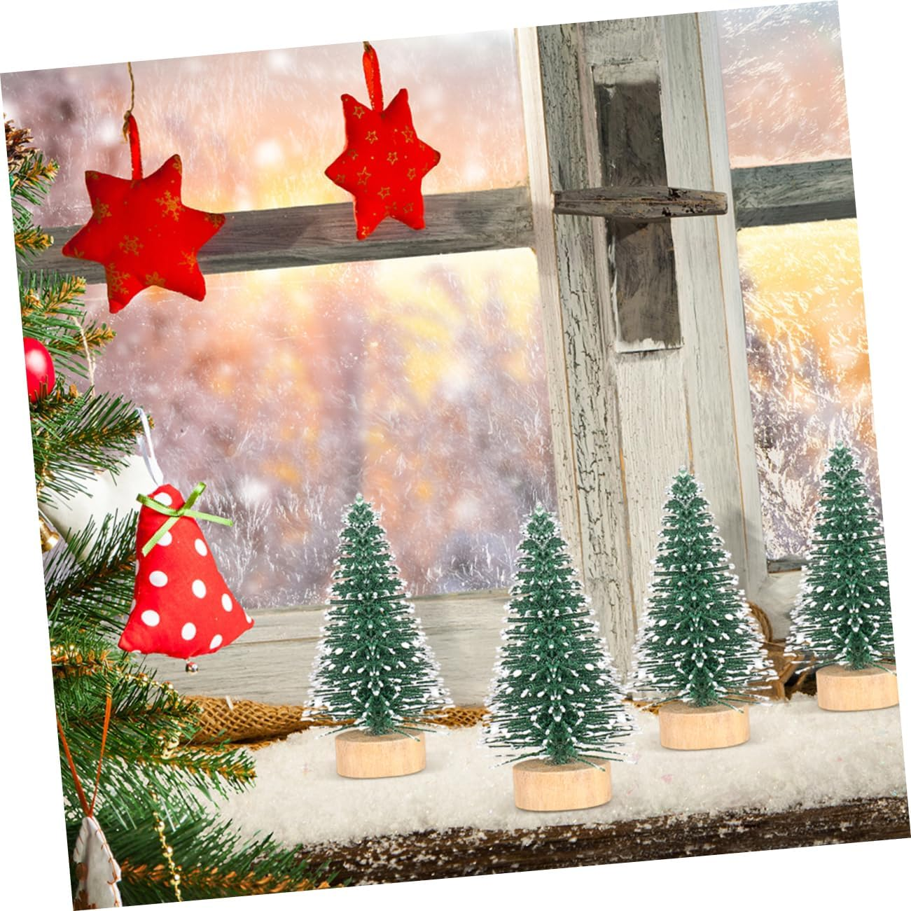 12Pcs Mini Christmas Tree Ornaments Desktop Artificial Tree Xmas Showcase Decor Artificial Christmas Ornaments