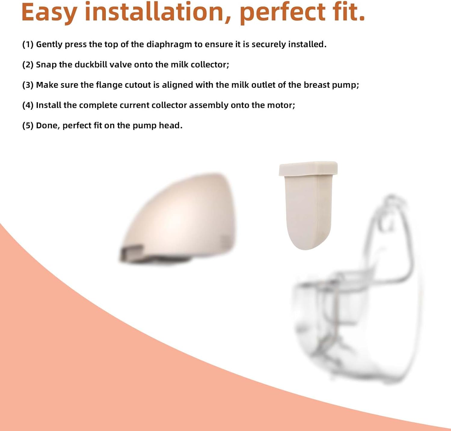 4Pcs Breast Pump Parts for Eufy, Silicone Diaphragms & Duckbill Valves Wearable Breast Pump Replacement Accessories Compatible with Eufy S1 Pro/S1/E10/E20 image number 5