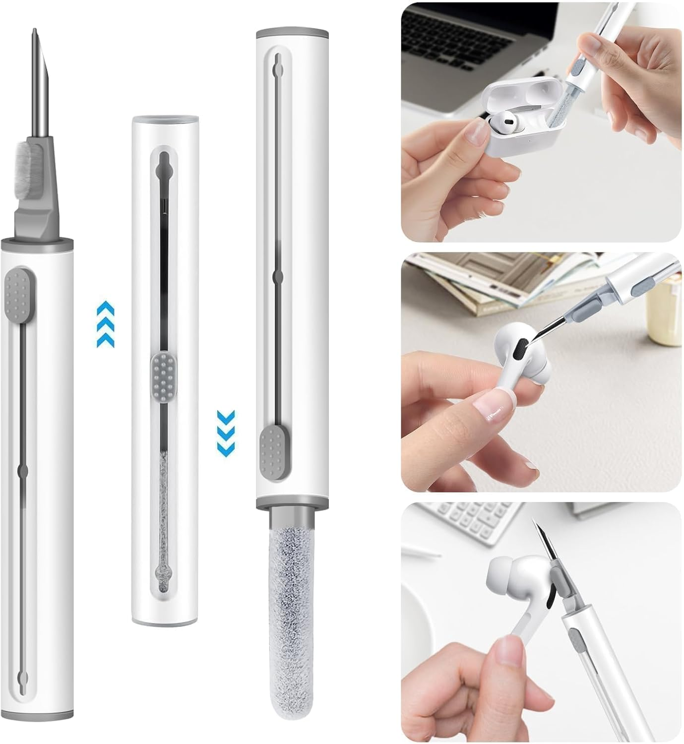 For Airpods Pro Case Cover with Cleaner Kit,Soft Silicone Case for Apple Airpod Pro 1St/2Nd Generation,Airpods Pro/Pro 2 Case Accessories with Keychain-Denim Blue - A2-Sky Blue image number 2