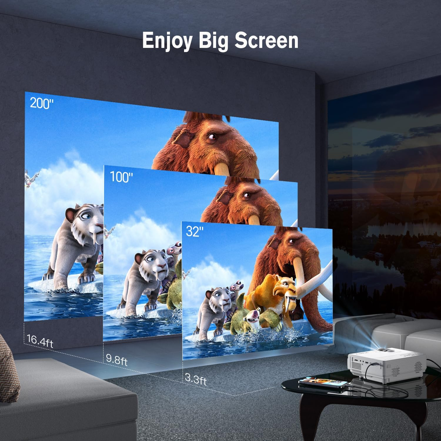 Mini Projector, Portable Video Projector HD 1080P Supported, 14000L Home Projector, Compatible with TV Stick, HDMI, USB, AV, Laptop, Iphone, Android Smartphone image number 4