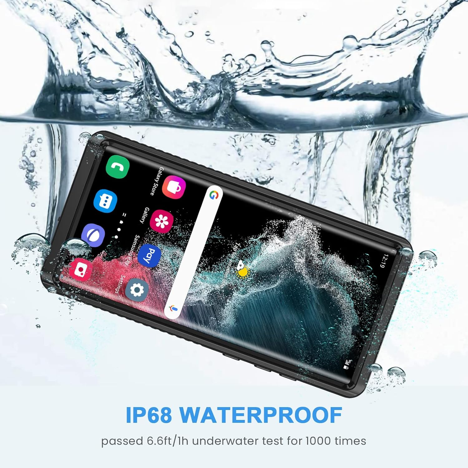 Lanhiem for Samsung Galaxy S22 Ultra Case IP68 Waterproof Dustproof Shockproof Case with Built-In Screen Protector, Full Body Underwater Protective Cover for Galaxy S22 Ultra 5G 6.8 Inch, Black/Clear image number 6