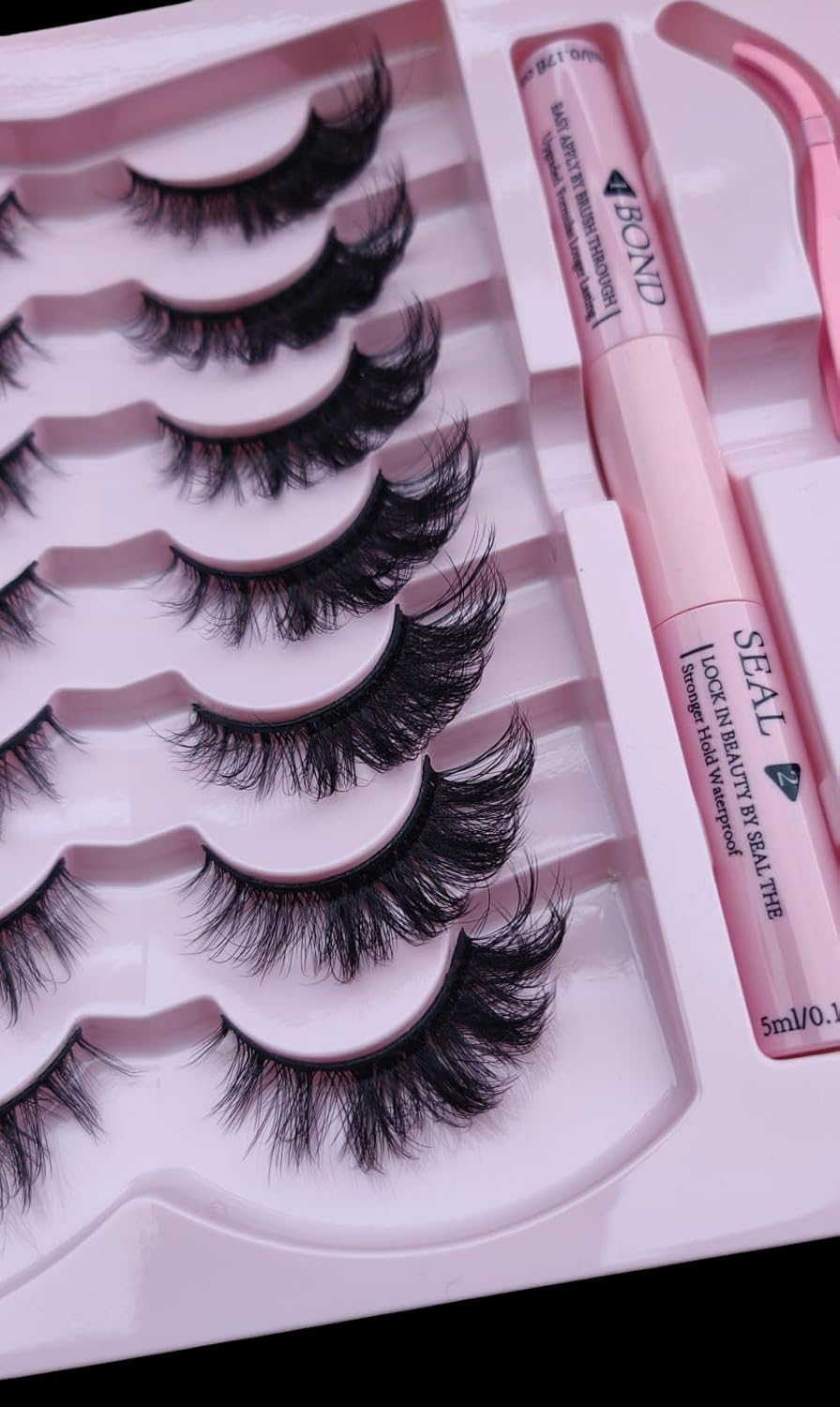 Click on False Eyelash 7 Pairs 3D Eyelashes Handmade False Eyelash Set, Professional False Eyelashes Voluminous, Naturally Curled Faux Mink Lashes, Thick Strip Lashes with Applicator Tool Kit (STY-05) image number 3
