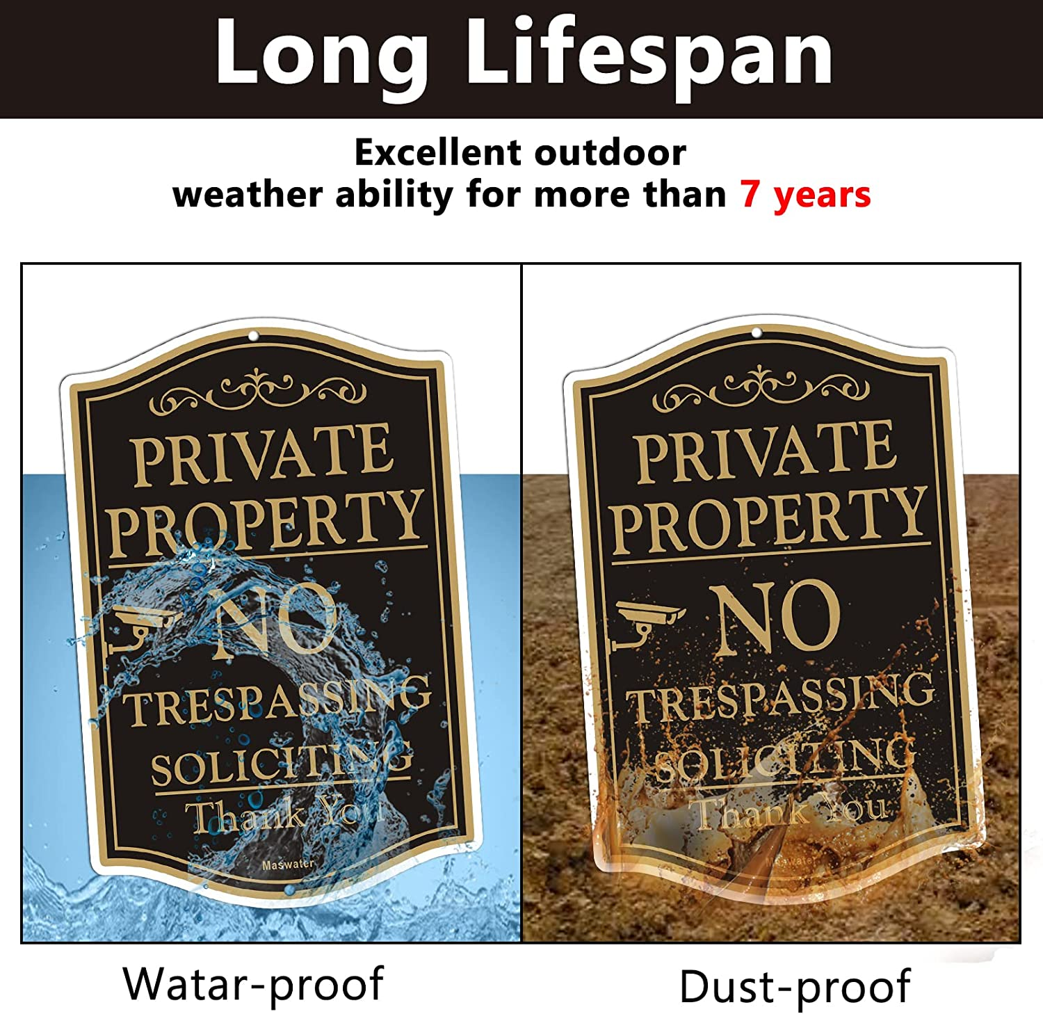 2 Pack Private Property Signs No Trespassing, 12" X 18 Be Suitable for Yard/Gate/Fence Signs No Parking, Reflective Rust Free Aluminum, Fade Resisant, UV Protected & Waterproo image number 6