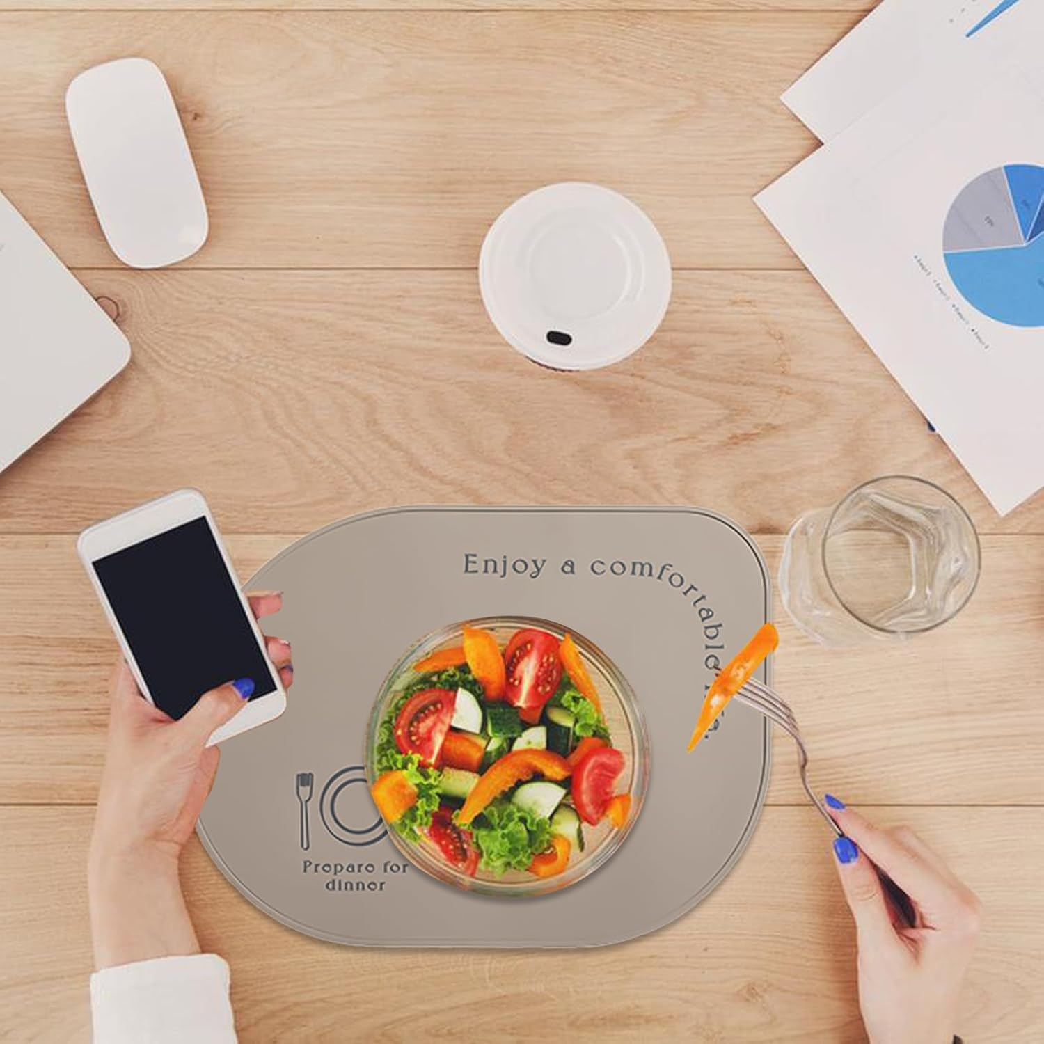 2-Pack Silicone Placemats, Non-Slip, Oil & Water Proof, Heat & Stain Resistant, Easy to Clean, Durable & Versatile (Brown) image number 3