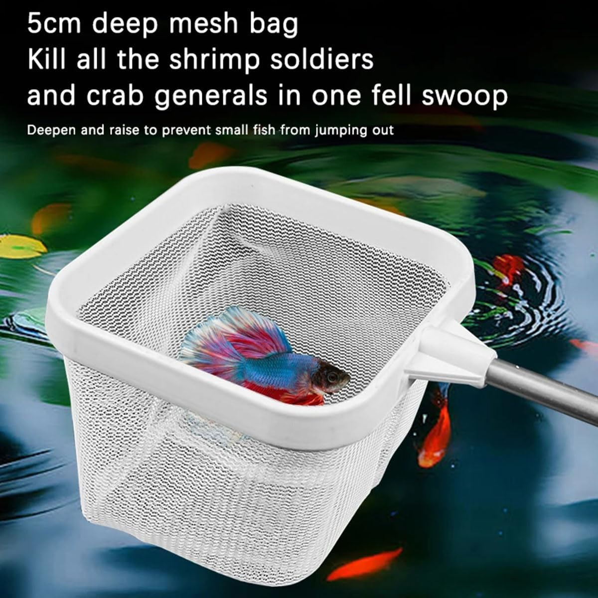 Mini Aquarium Square Fishing Net with Suction Cup Extendable Long Handle Fishing Gear for Catching Fish Shrimp Tank Clean Accessories image number 5