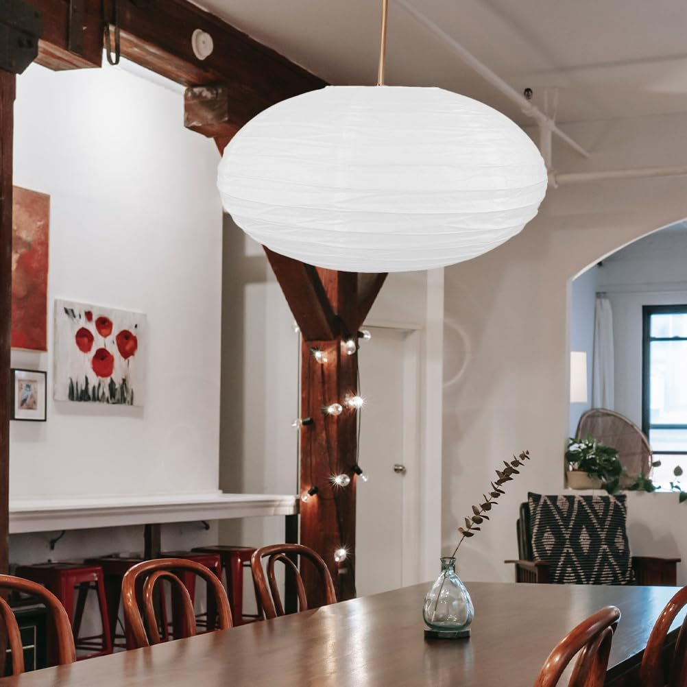 DECHOUS Paper Lampshade, Oval Lantern Handmade Ambient Lampshade Hanging Paper Lamp for Pendant at Home, 40&times;22 Cm image number 1