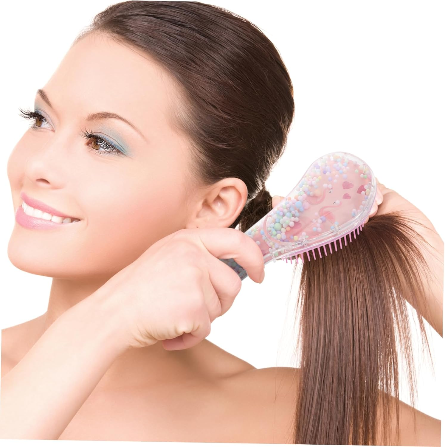 Anneome Cartoon Portable Soft Ruler Comb No Tangling Wet Dry Hair Brush for Little Girls Teens Travel-Friendly Hair Detangler Cute Decorative Design image number 2