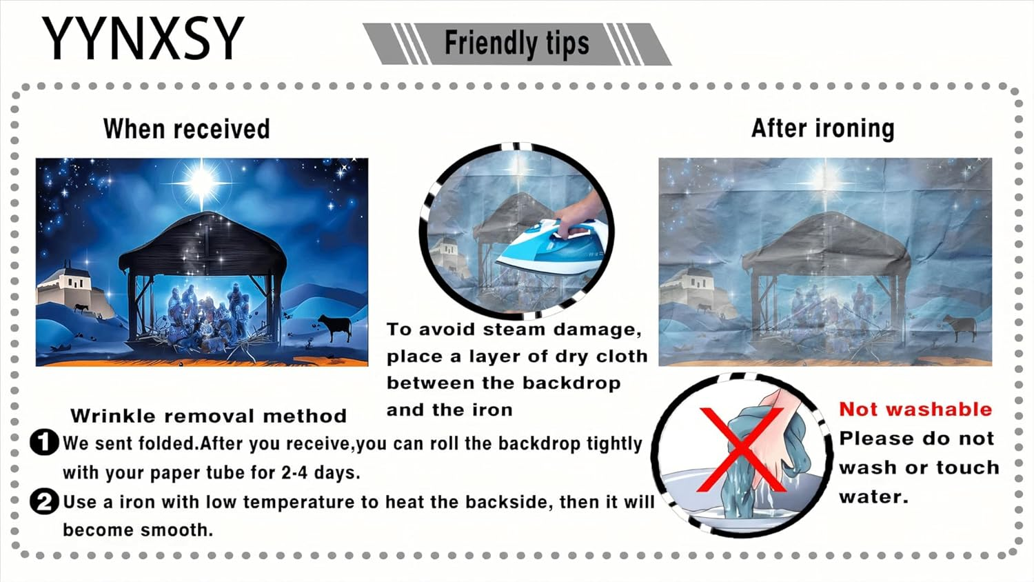 YYNXSY 7X5FT Fabric Nativity Scene Backdrop Christmas Star Night Star of Bethlehem over Desert Birth of Jesus Background Christmas Nativity Decorations Religious Belief Bible Story Photo YY-3904 image number 5