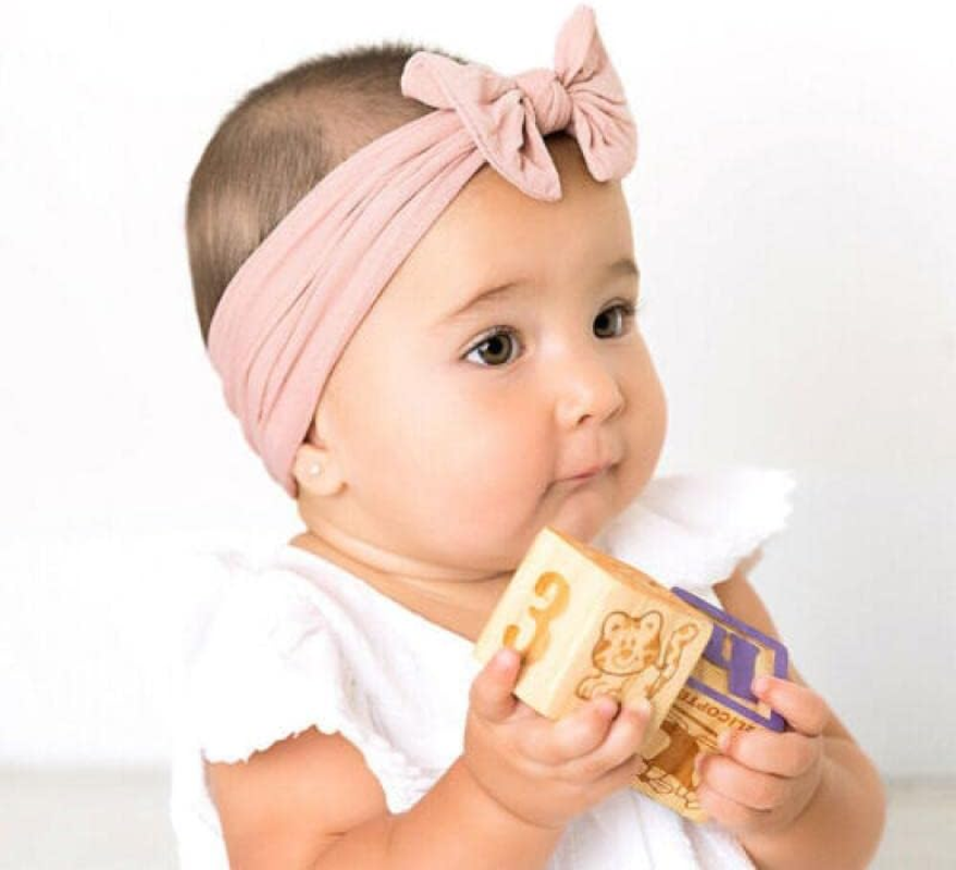 AIMALL 3Pcs/Set Baby Girl Infant Toddler Headband Wrap Top Knot Soft Single Bow Turban, Comfortable Fashion Accessories image number 4