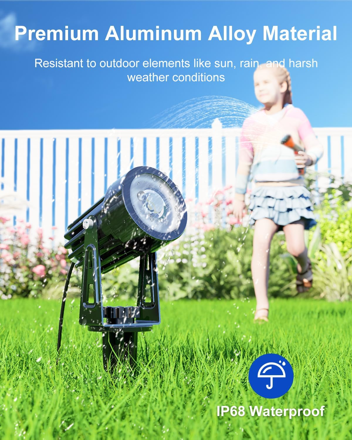 Warm White Solar Powered Lights Outdoor Waterproof LED Landscape Lights for outside Trees, Flag, Lawn, Pool, Yard, Garden, Path, Backyard with Glass Solar Panel and Adjustable Mount (4-In-1) image number 3