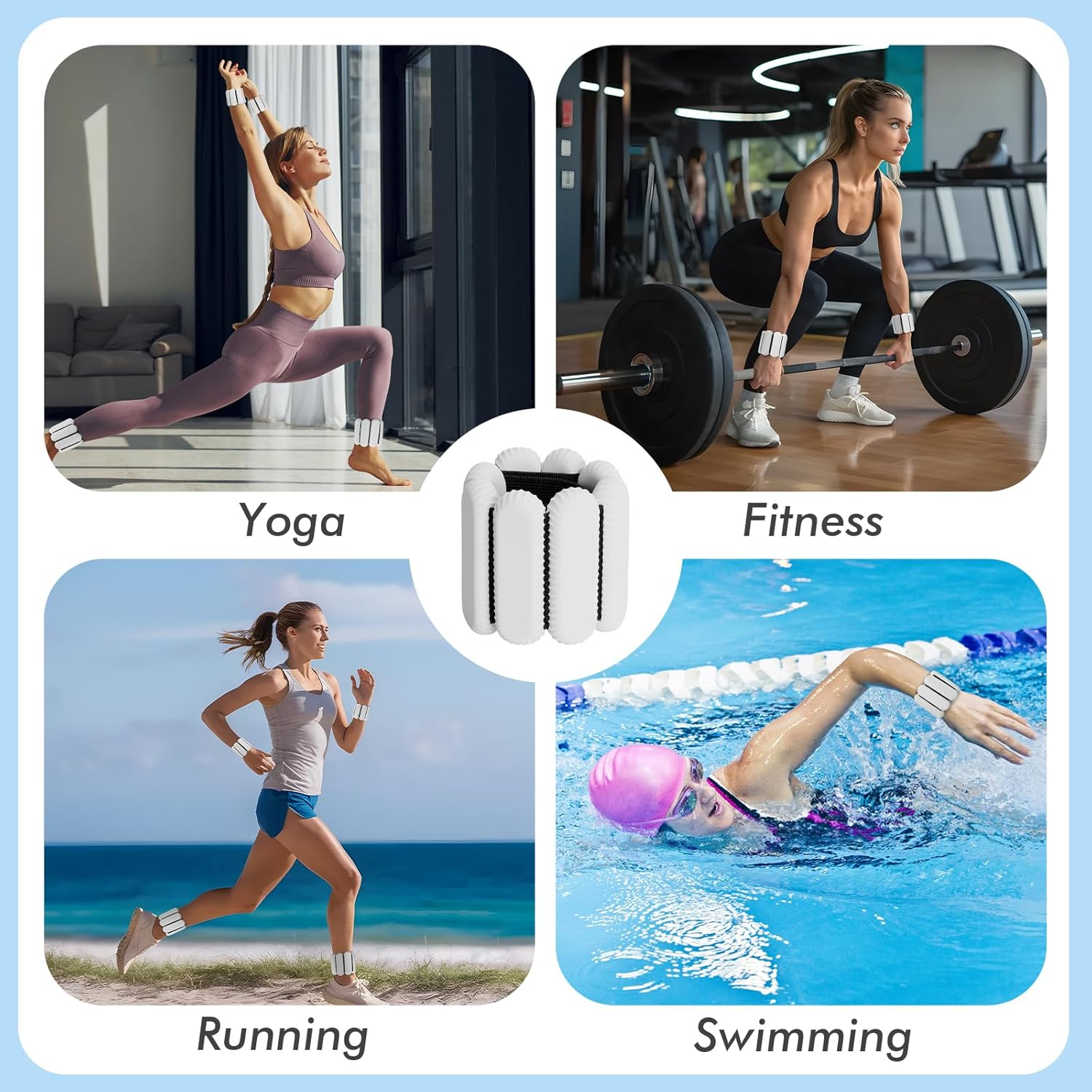 Wrist Ankle Weights for Women, Adjustable Ankle Weights Strength Training Silicone Bracelets Workout Wrist Ankle Weights for Men Women Yoga Running Dance Ankle Arm Leg Weights (2Lb) image number 1