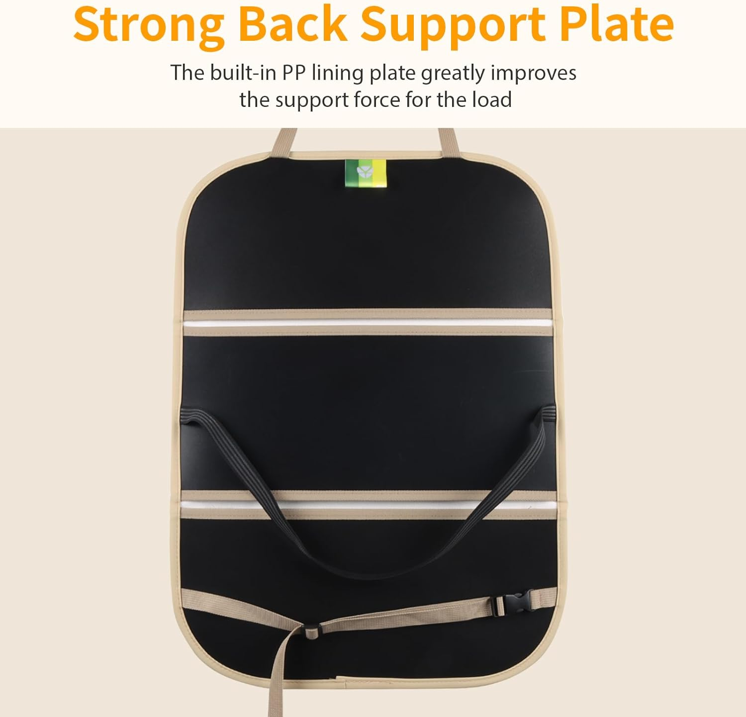 Car Seat Organizers Waterproof Backseat Protector with Storage Pocket Large Leather Kick Mats for Kids Pets Automobile SUV Truck (Beige, Large Pocket) image number 6