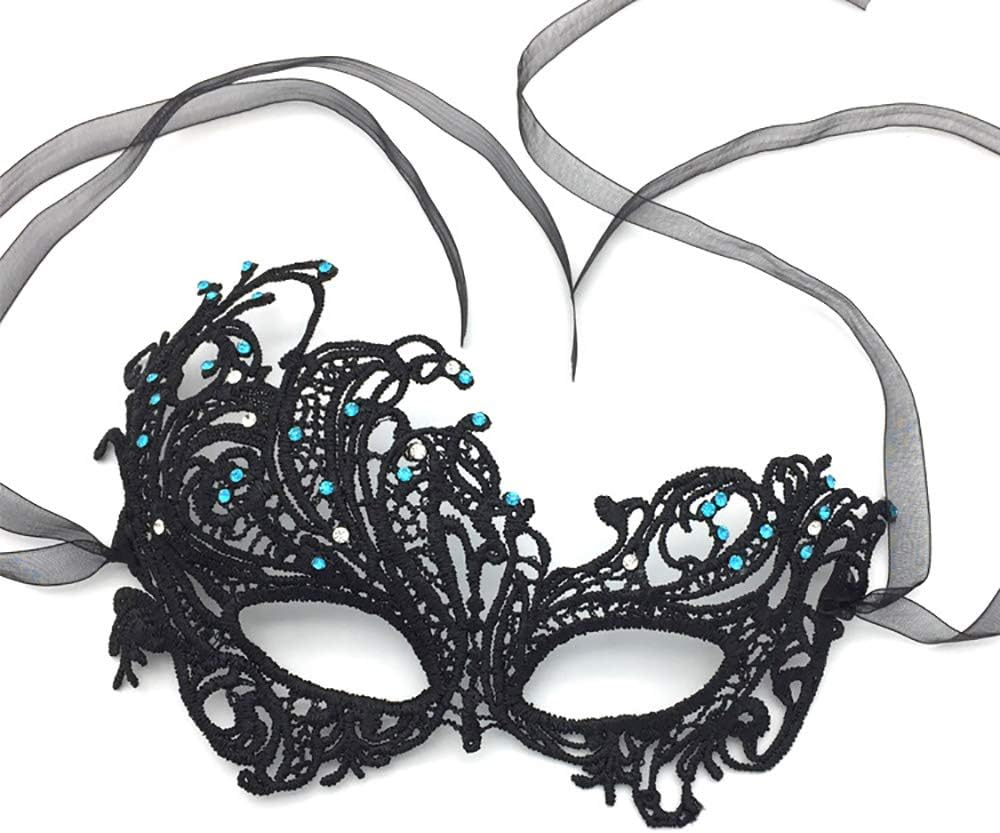 Imapo Masquerade Mask with Blue and White Rhinestones, Halloween Mardi Gras Masks for Women Lady, Christmas Cosplay Venetian Party Prom Ball Lace Eye Masks image number 1