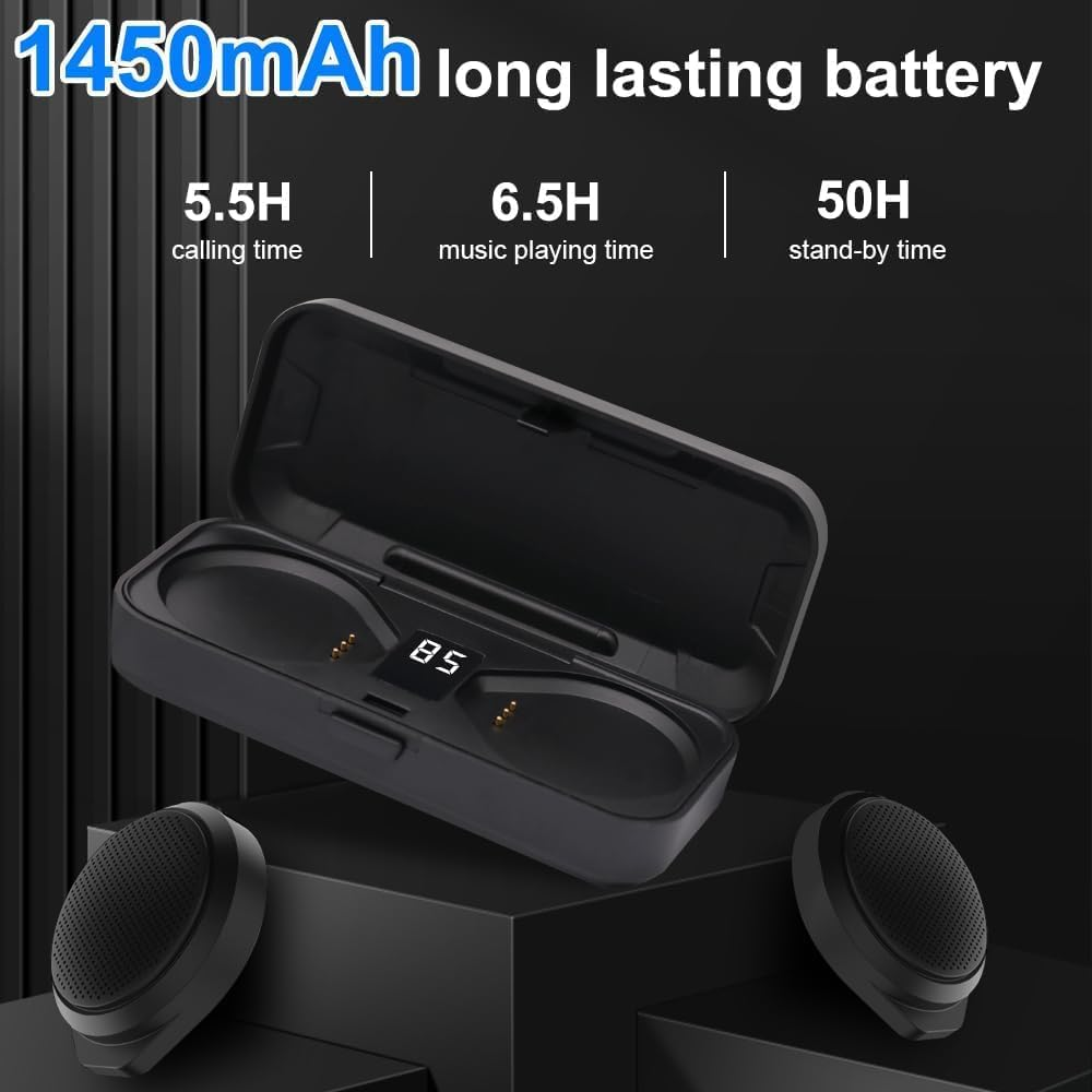 B-Qtech Motorcycle Helmet Bluetooth Headset, Motorcycle Bluetooth Helmet Speaker,Ture Wireless Helmet Earphone BT5.3 Chip Noise Cancellation 1450Mah Large Battery for Riding Skiing Cycling image number 2