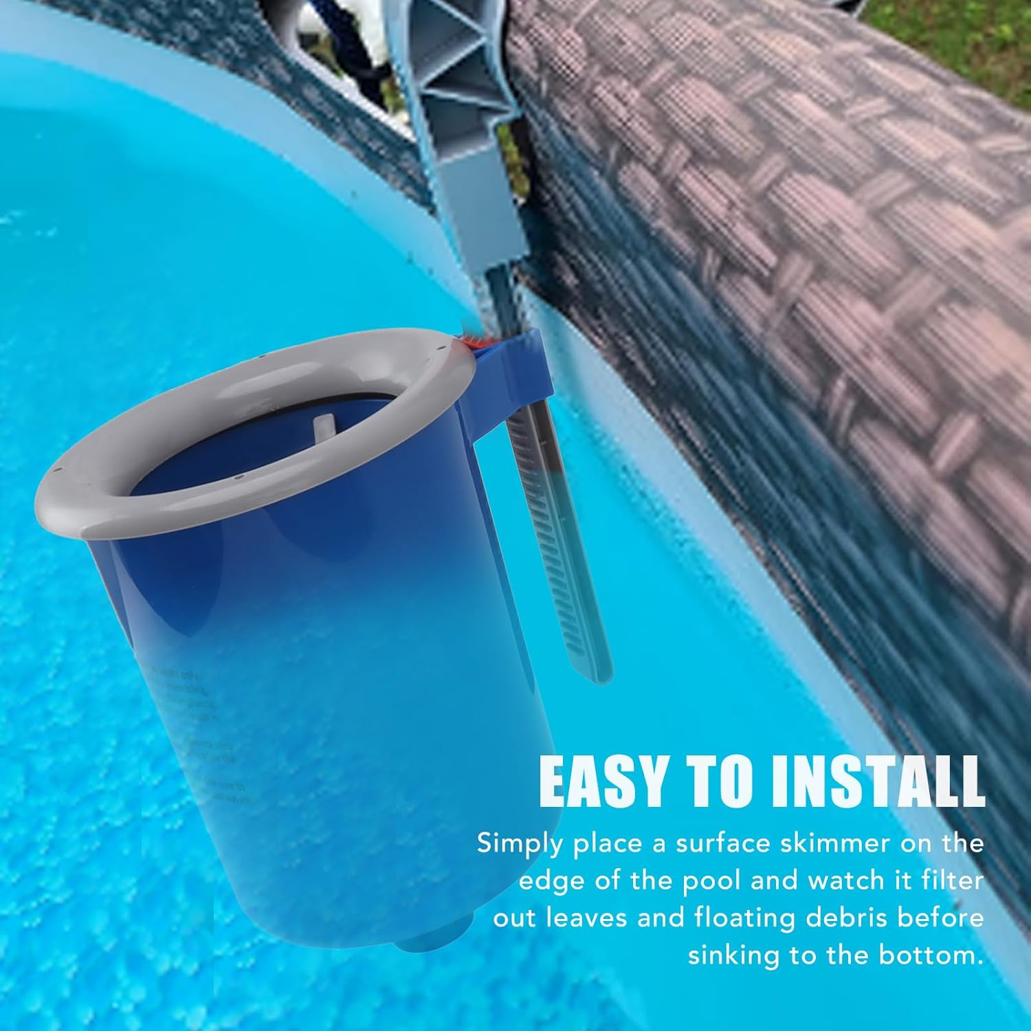 Pool Surface Skimmer, Wall Mount Automatic Skimmer Ground Pool Skimmer with Removeable Skimmer Basket, Removes Pool Surfaces Leaves for Pool Cleaning