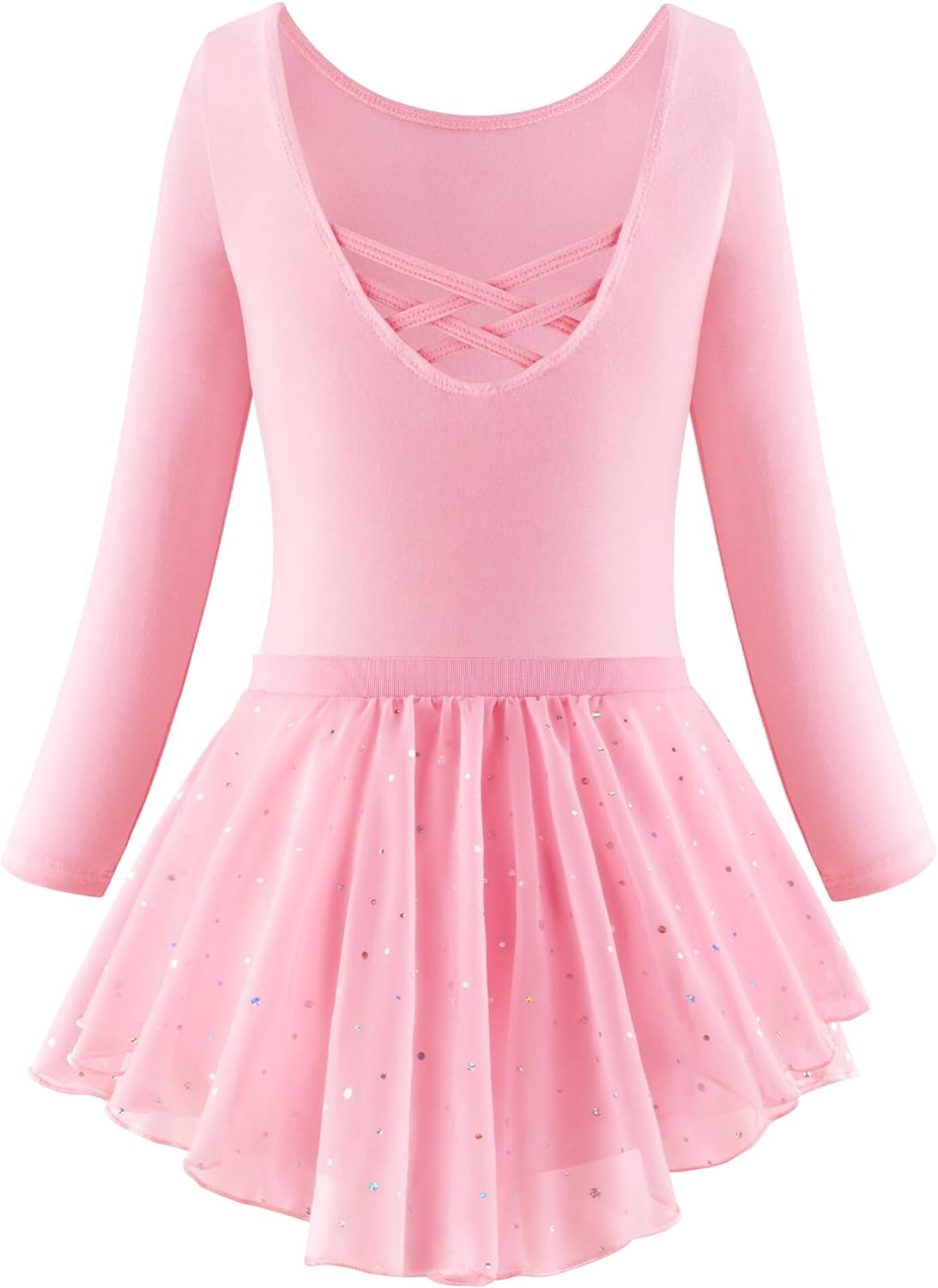 KEOYA Girls Dance Leotards Long Sleeve Ballet Outfits Dance Skirted Leotard Kids Ballet Tutu Dress for 3-11 Years image number 1