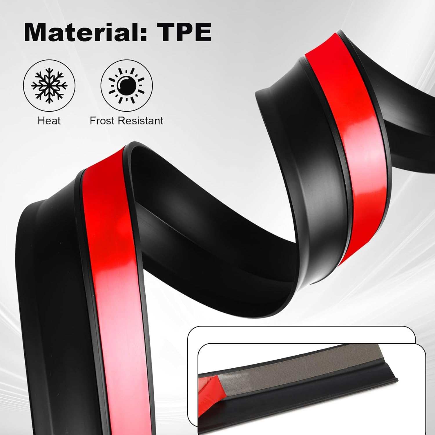 10FT Garage Door Seal Top and Sides Seal Strip, Rubber Weather Stripping Replacement, Weatherproofing Garage Door Seals with Adhesive Backed image number 1