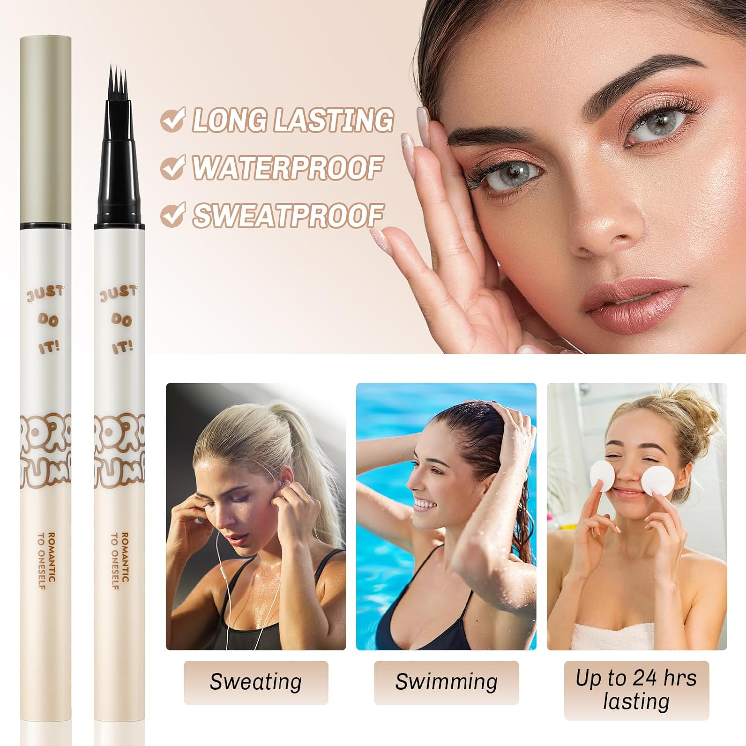 Waterproof Eyebrow Pencil Microblading Liquid Brow Pen,Micro 4 Point Eyebrow Gel,Long-Lasting,Creates Natural Looking Brows Effortlessly image number 1
