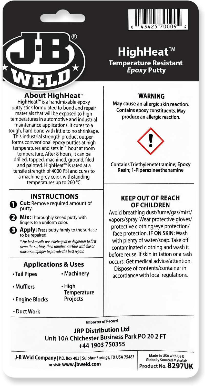 JB Weld Highheat Temperature Resistant Epoxy Putty, 56 G image number 6