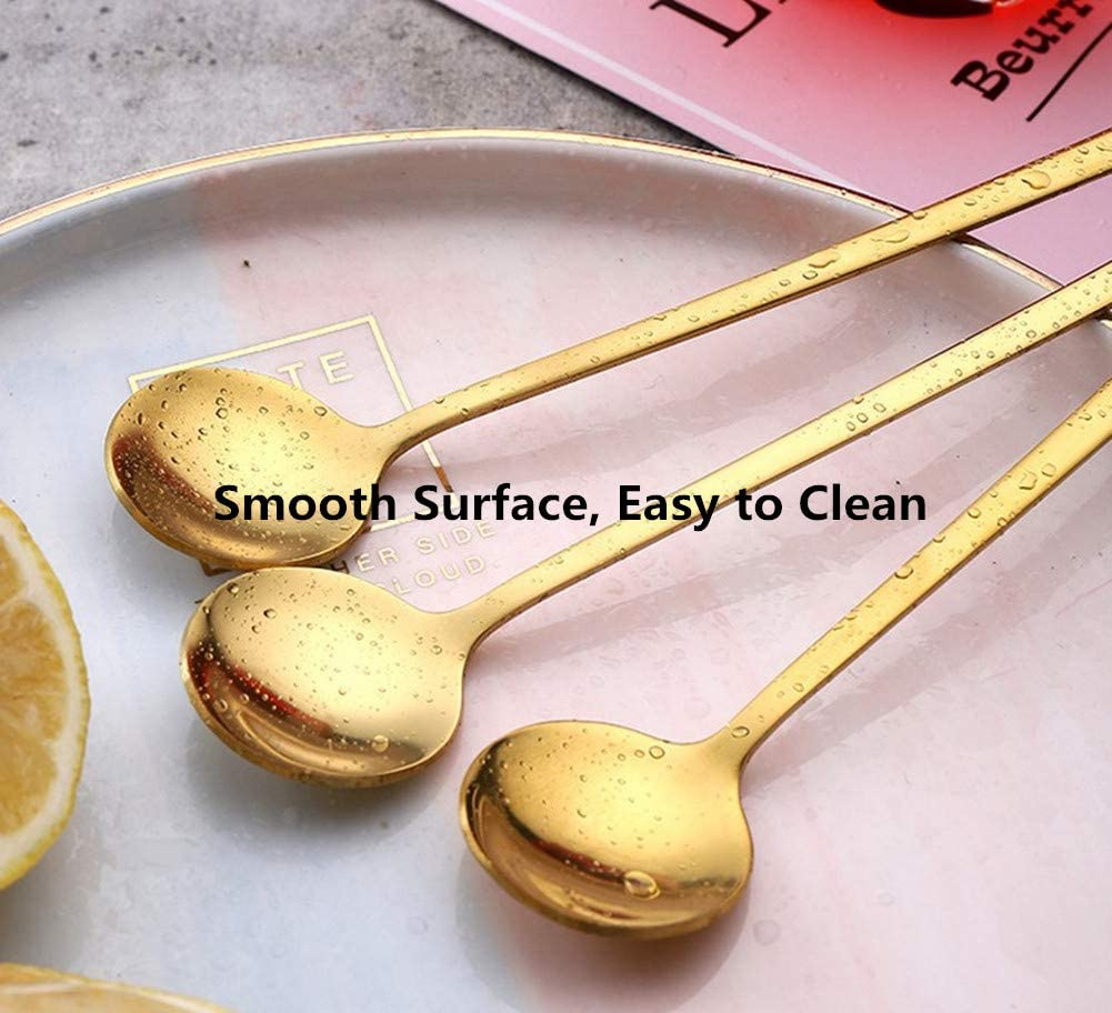 10 Pack Espresso Spoons, Gold Plated Stainless Steel Mini Teaspoons Set for Coffee Sugar Dessert Cake Ice Cream Soup Antipasto Cappuccino,5.3 Inch image number 6