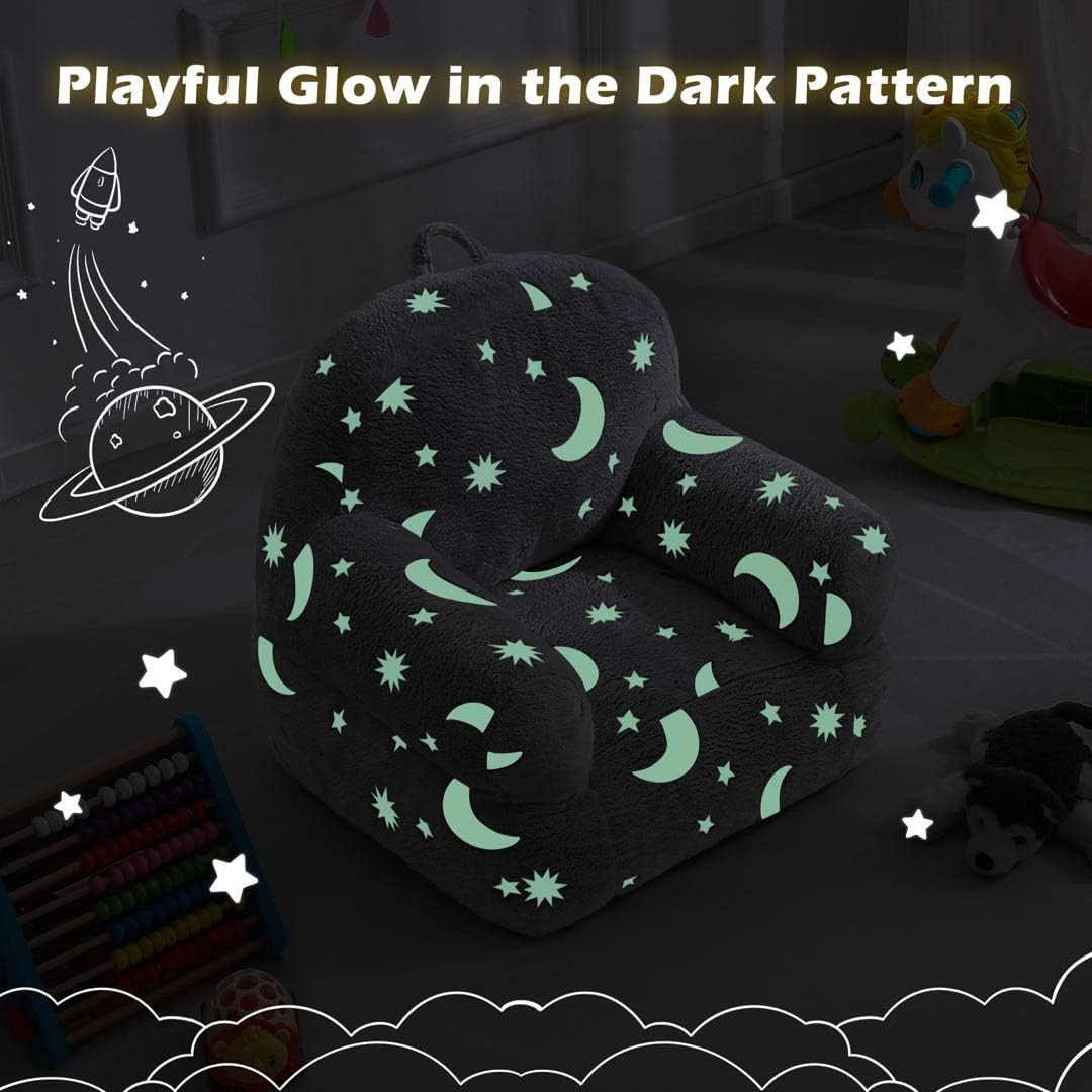 Kids Couch, Glow in the Dark Kids Bean Bag Chair Children Couch Toddler Sofa Chair Mini Sofa Armrest Couch for Children, Lightweight Children Sofa Chair