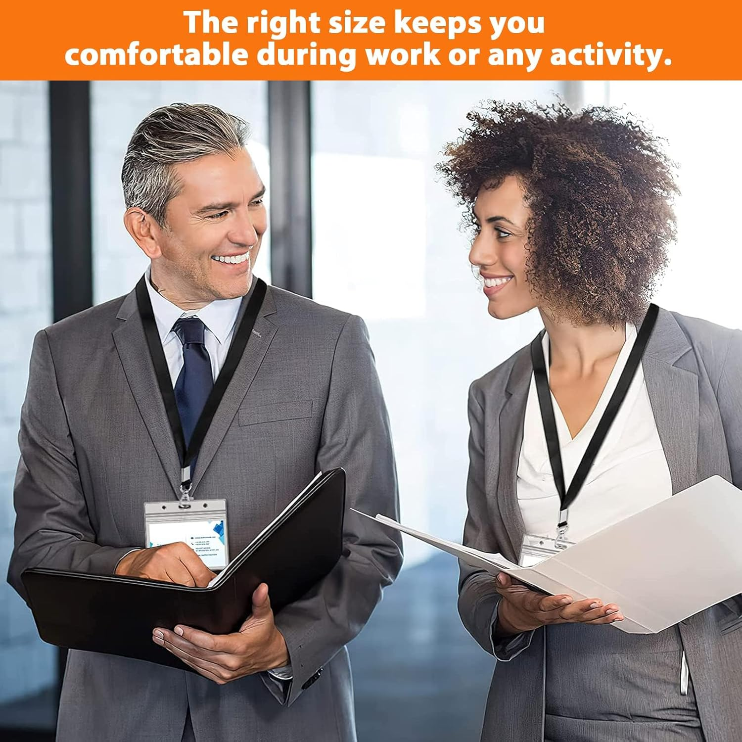 Badge Holder, 20 Set Horizontal ID Card Holder with Card Holder Lanyard Clips, Clear Plastic ID Holder, Waterproof Bus Pass Card Holder for Office School image number 3