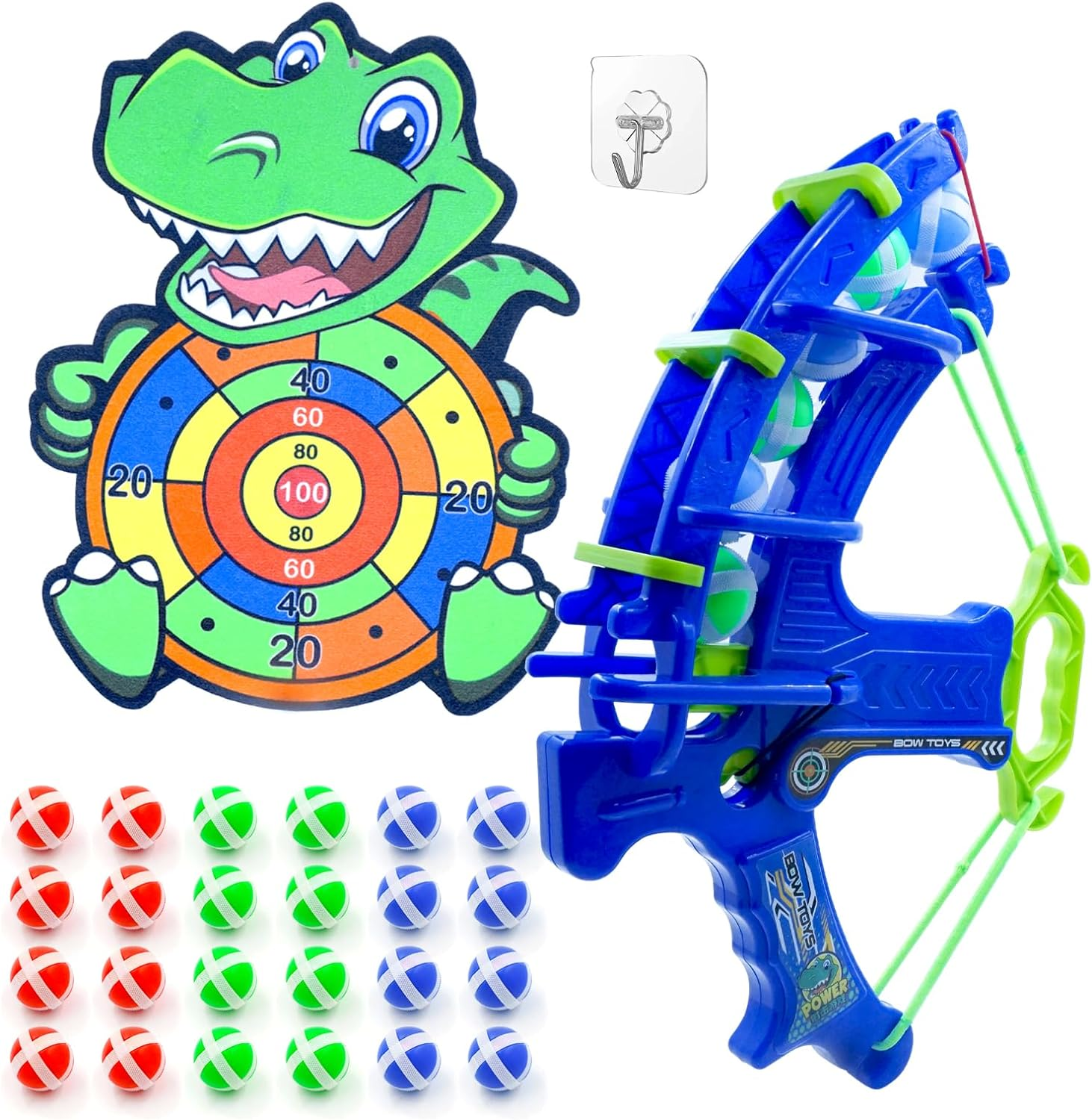 Dart Board for Kids, 40 X 28Cm Dinosaur Toys with 24 Sticky Balls Bow and Arrow Launcher, Indoor/Outdoor Fun Party Play Shooting Game Pop Dart Board Toys Set 5 6 7 8 9 10 11 12-Year-Old Kids image number 6