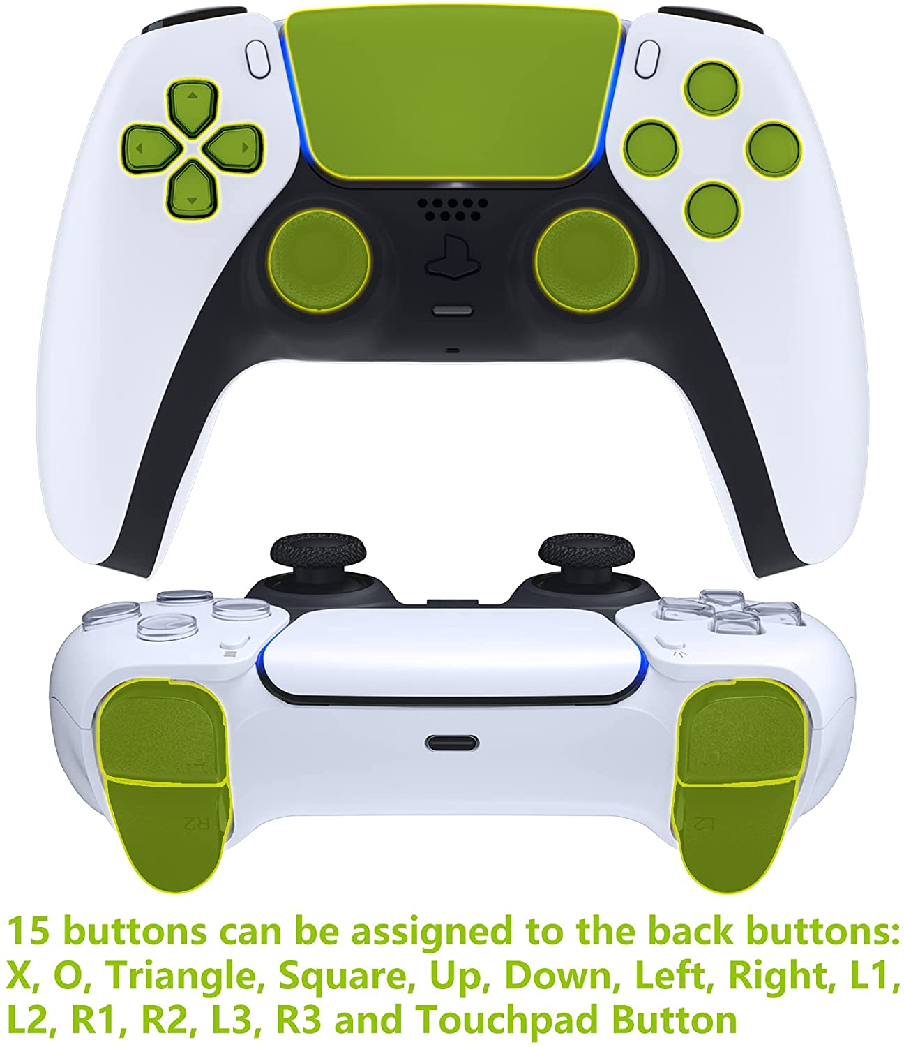 Extremerate Silver Real Metal Buttons RMB Rise V3 Remap Kit for PS5 Controller BDM-030 040 050, Black Rubberized Grip White Bottom Shell Upgraded Programable Back Buttons Set for PS5 Controller - Black Rainbow image number 4